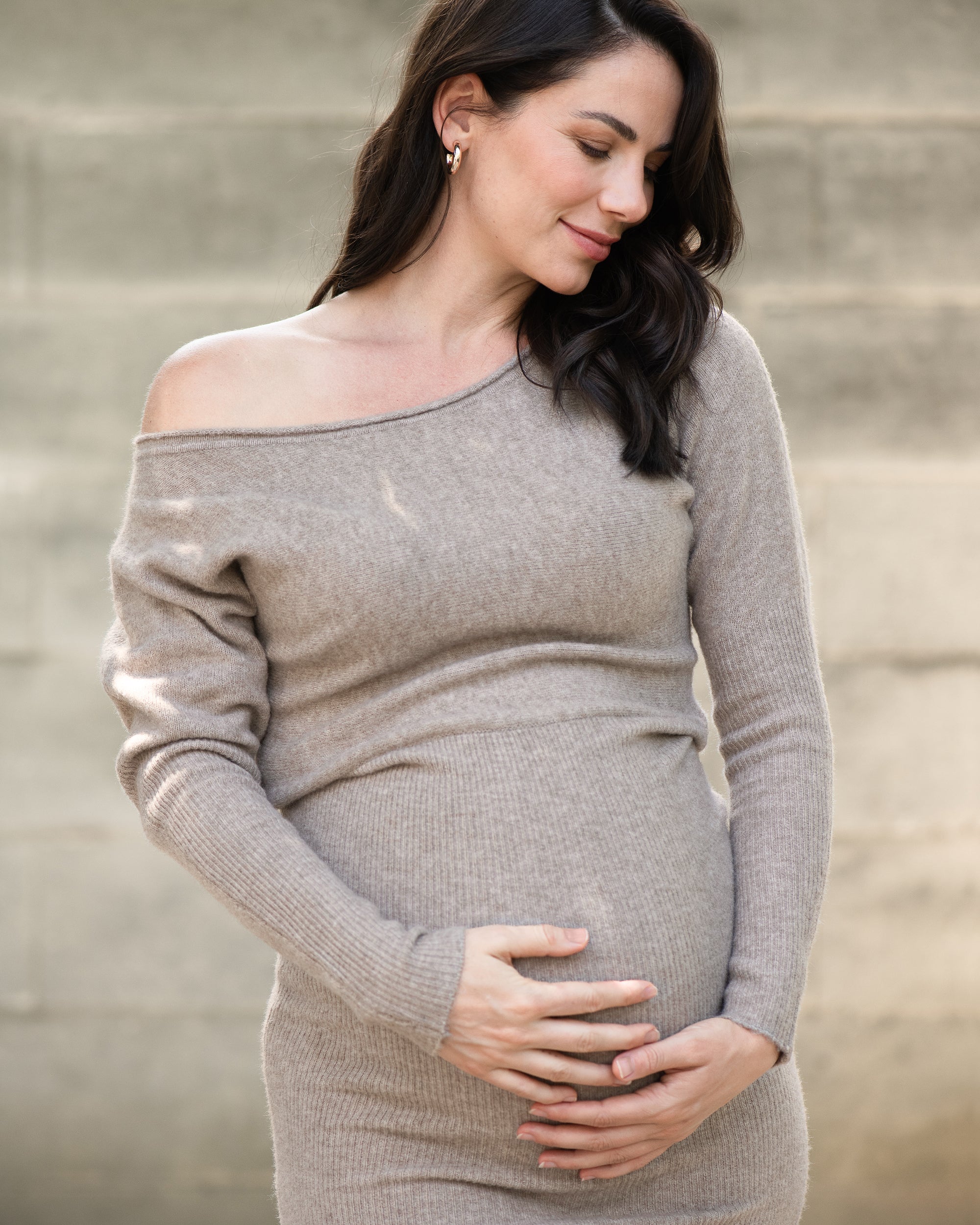 Ripe Tobie Off Shoulder Knit Maternity Dress (Mocha) Ripe Tobie Off Shoulder Knit Maternity Dress (Mocha)
