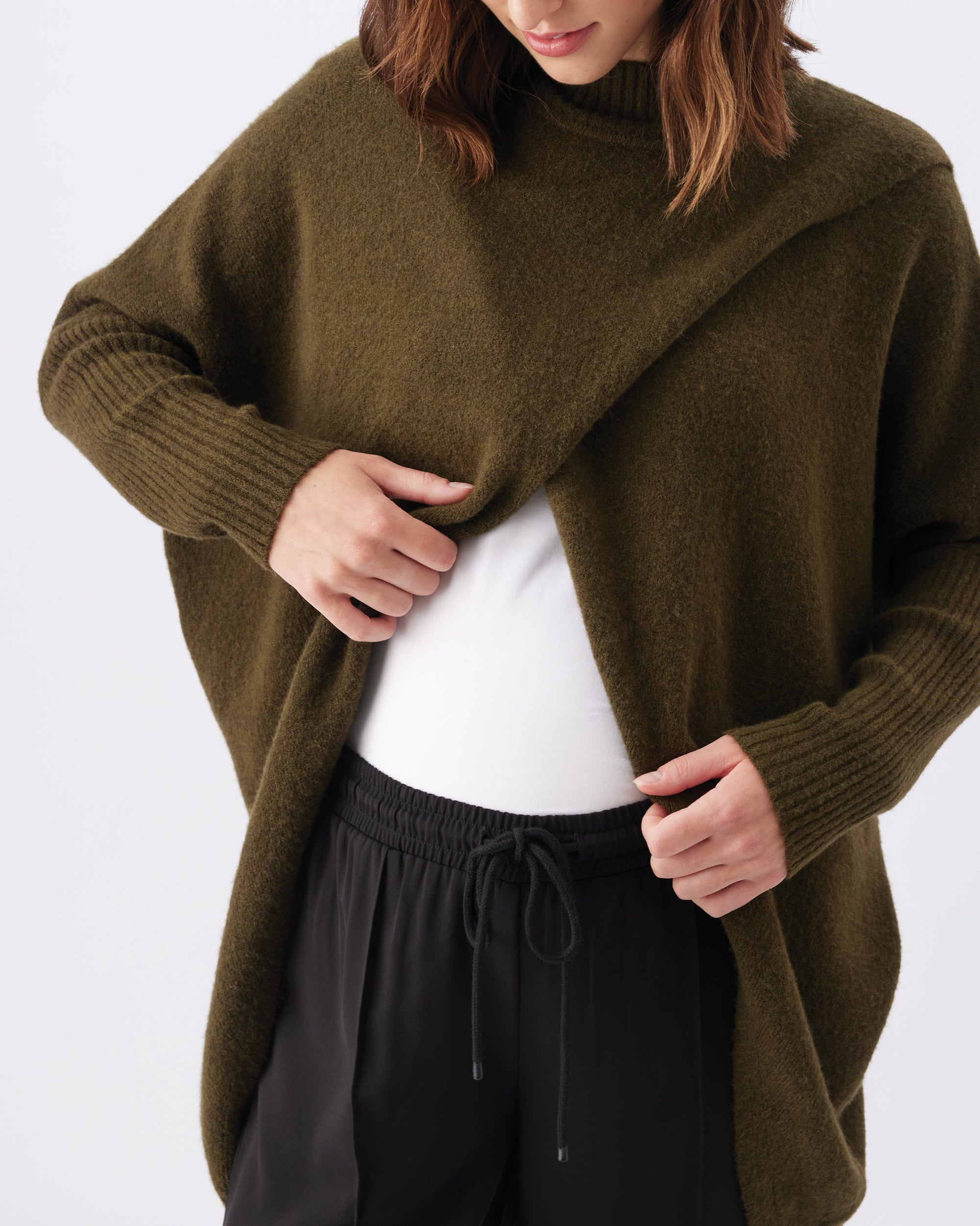 Hallie Cross Over Knit Khaki