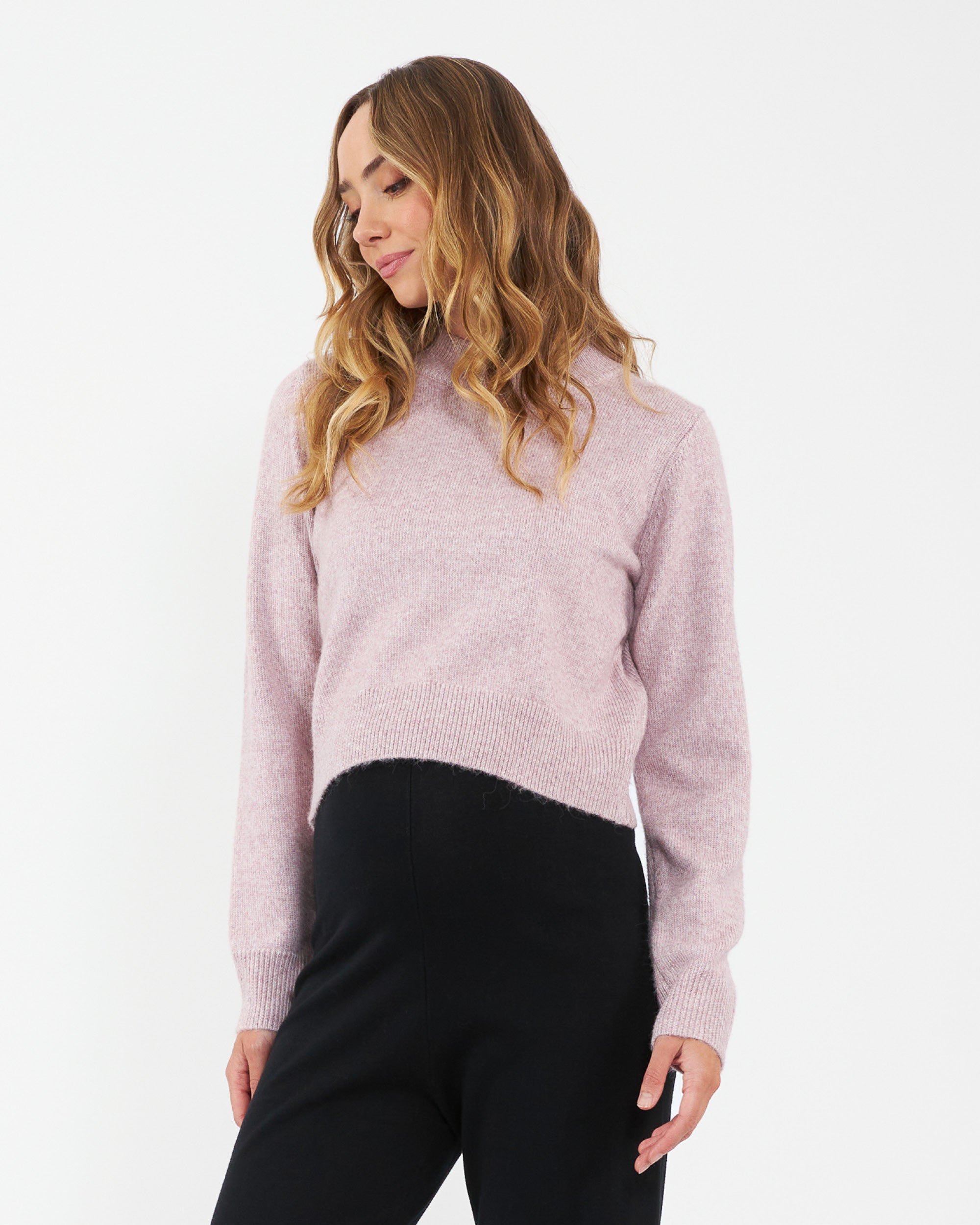Tia Crop Knit Pink Marle