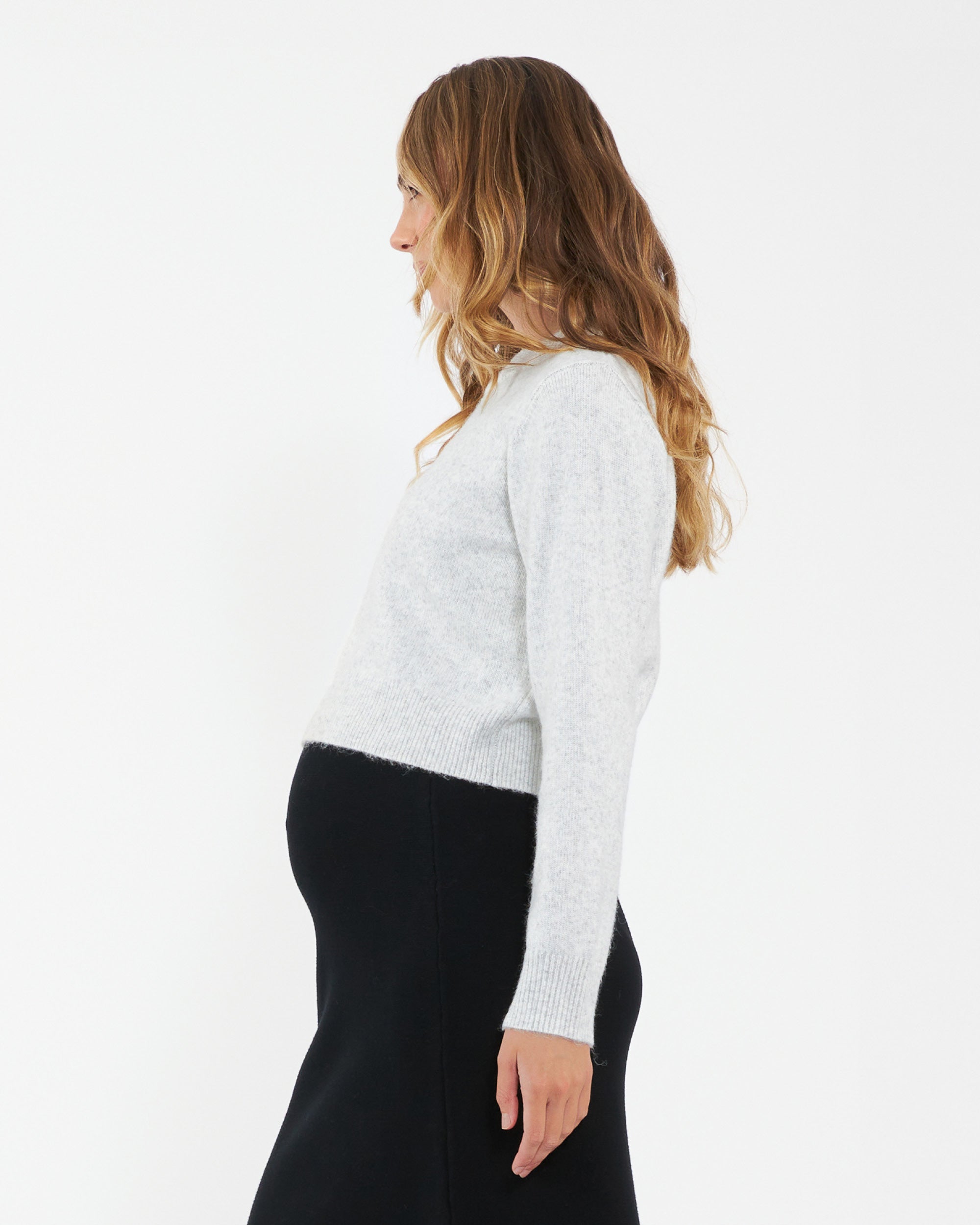 Tia Crop Knit Snow Marle