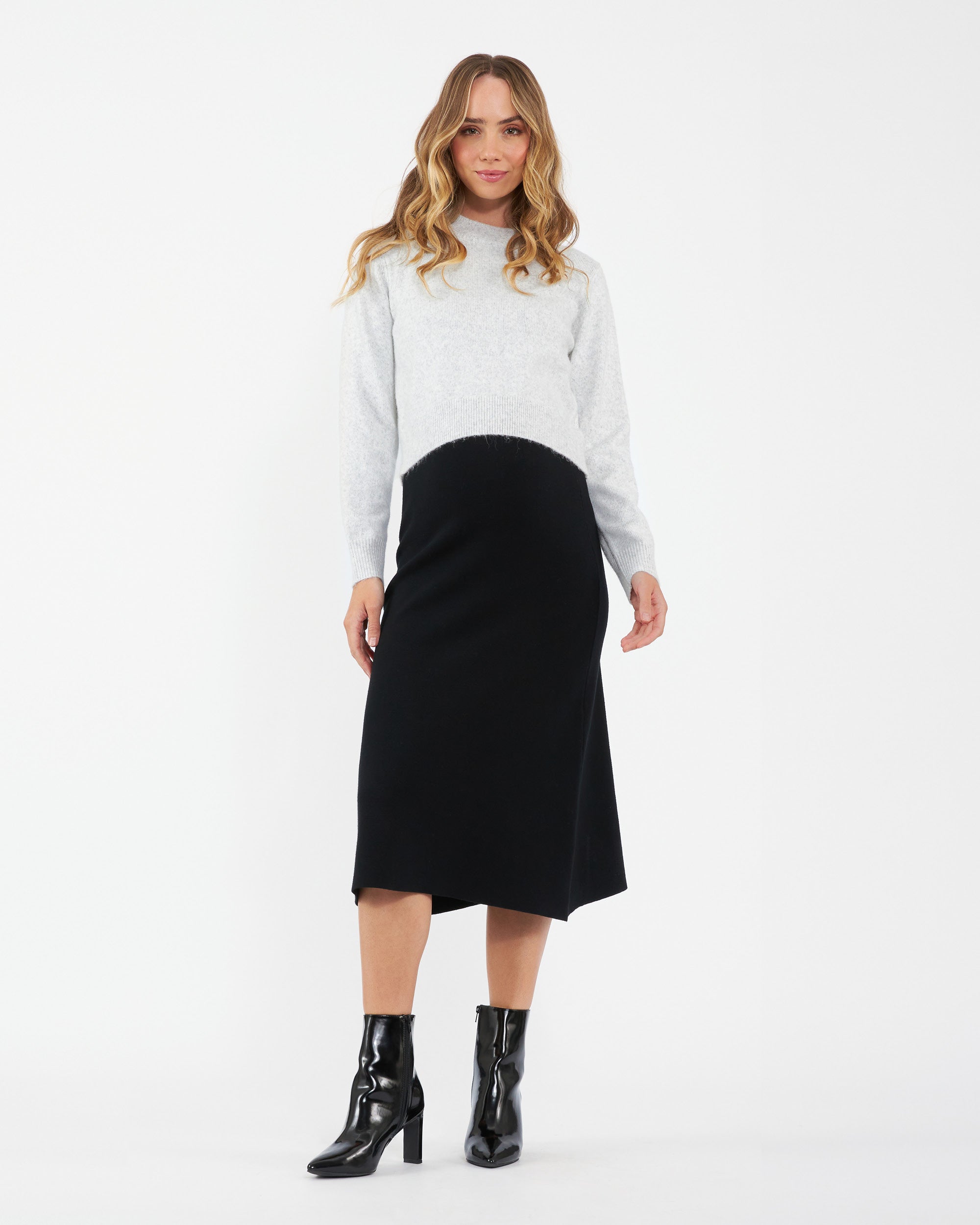 Tia Crop Knit Snow Marle