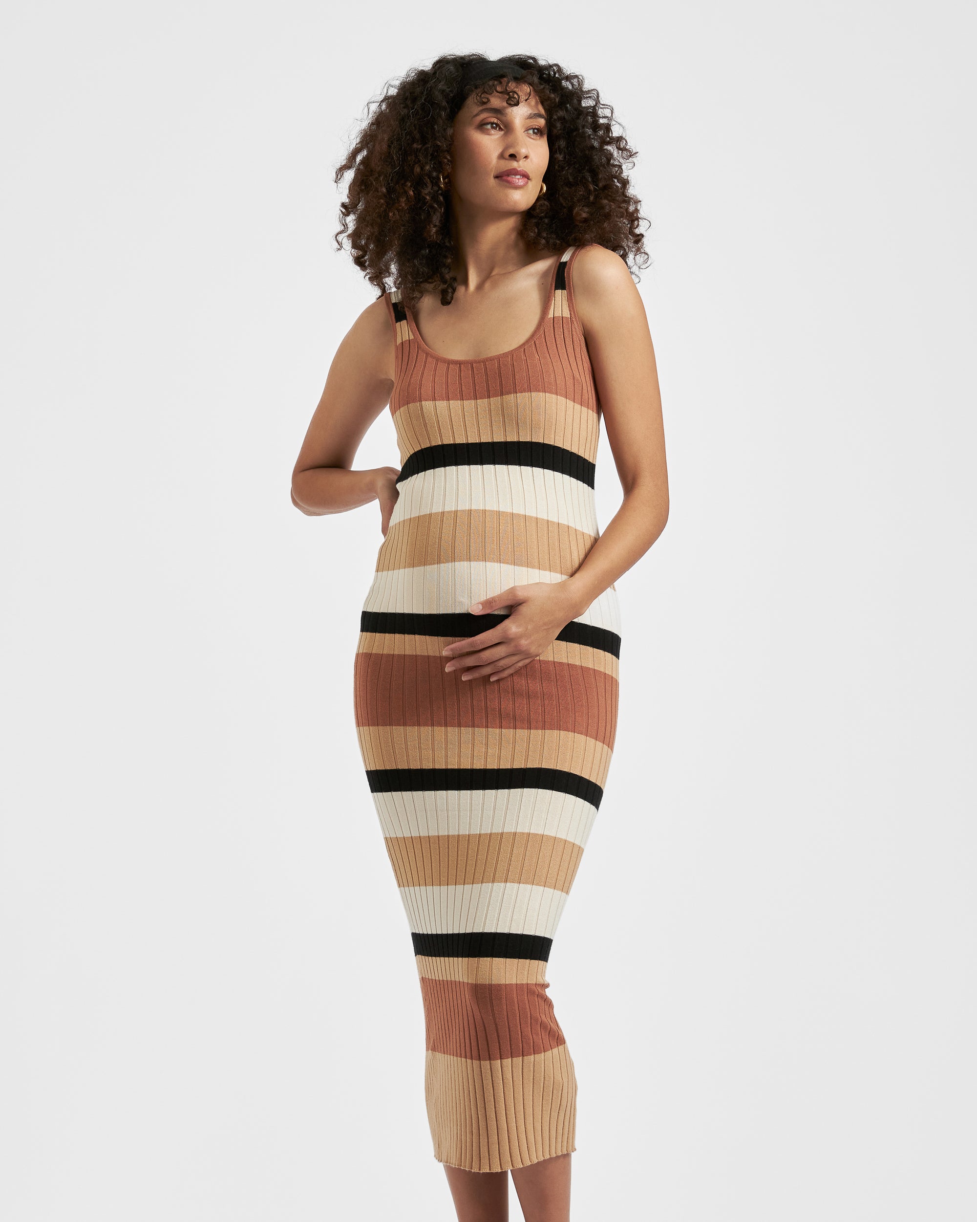 Sarah Stripe Knit Dress Amber / Natural / Black