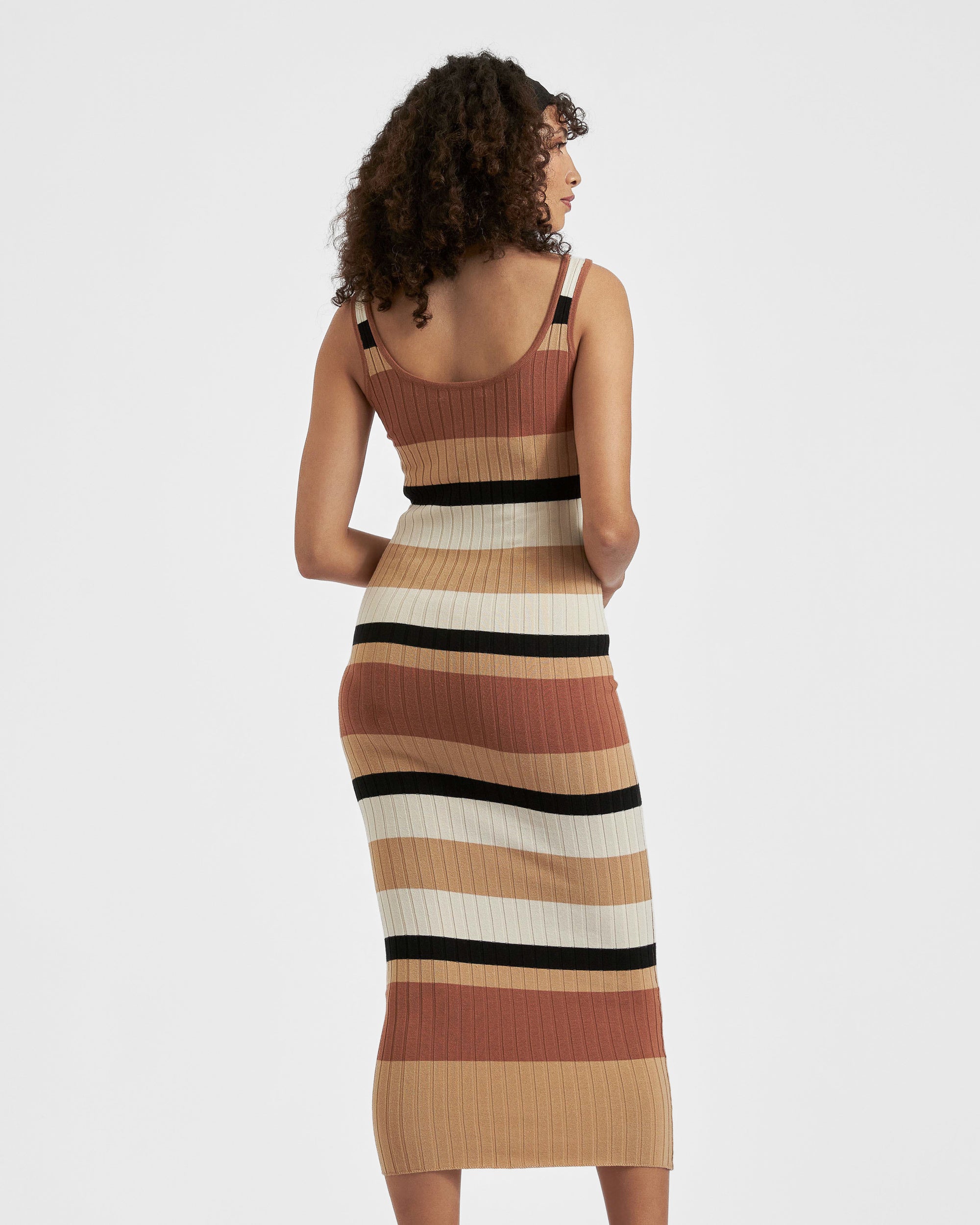 Sarah Stripe Knit Dress Amber / Natural / Black