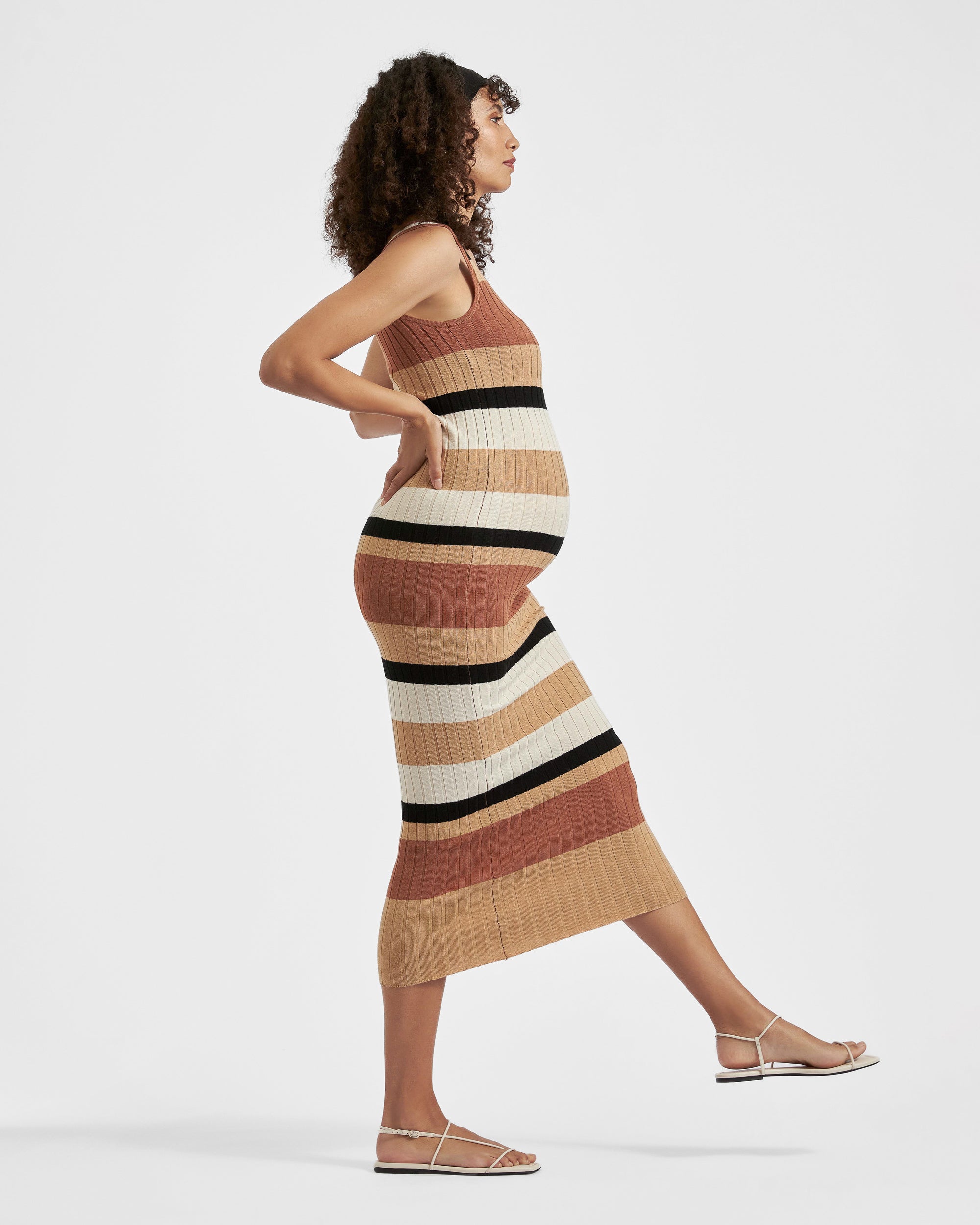 Sarah Stripe Knit Dress Amber / Natural / Black