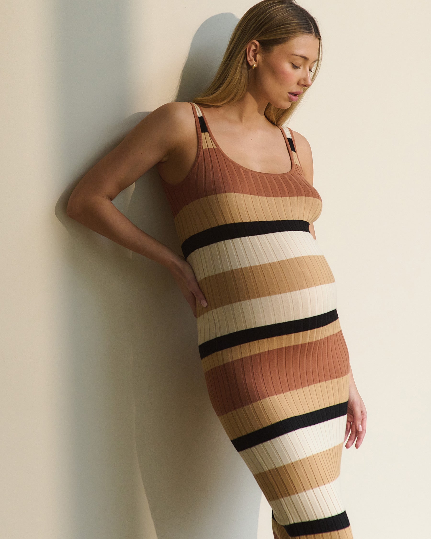 Sarah Stripe Knit Dress Amber / Natural / Black