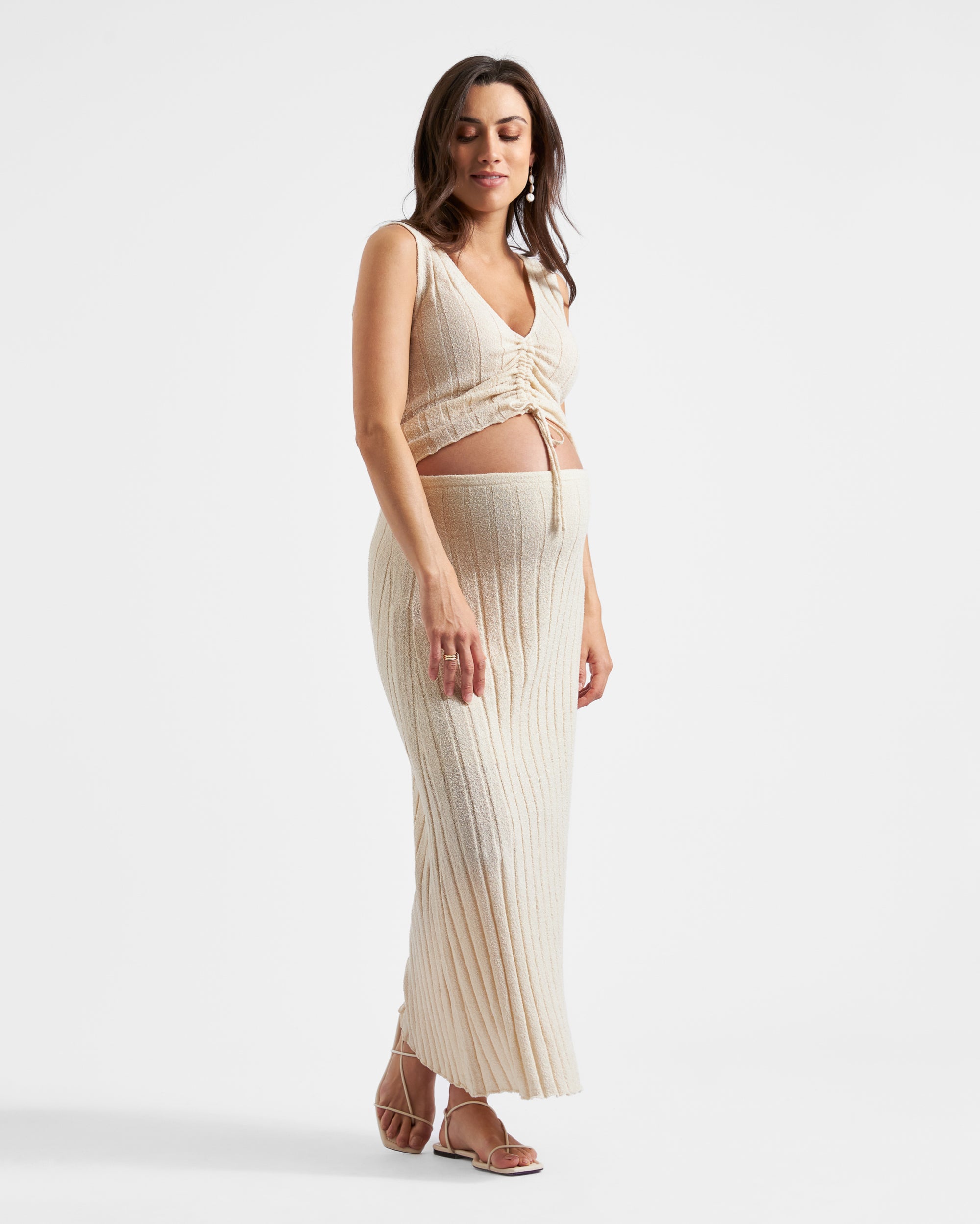 Charli Rib Knit Skirt Stone