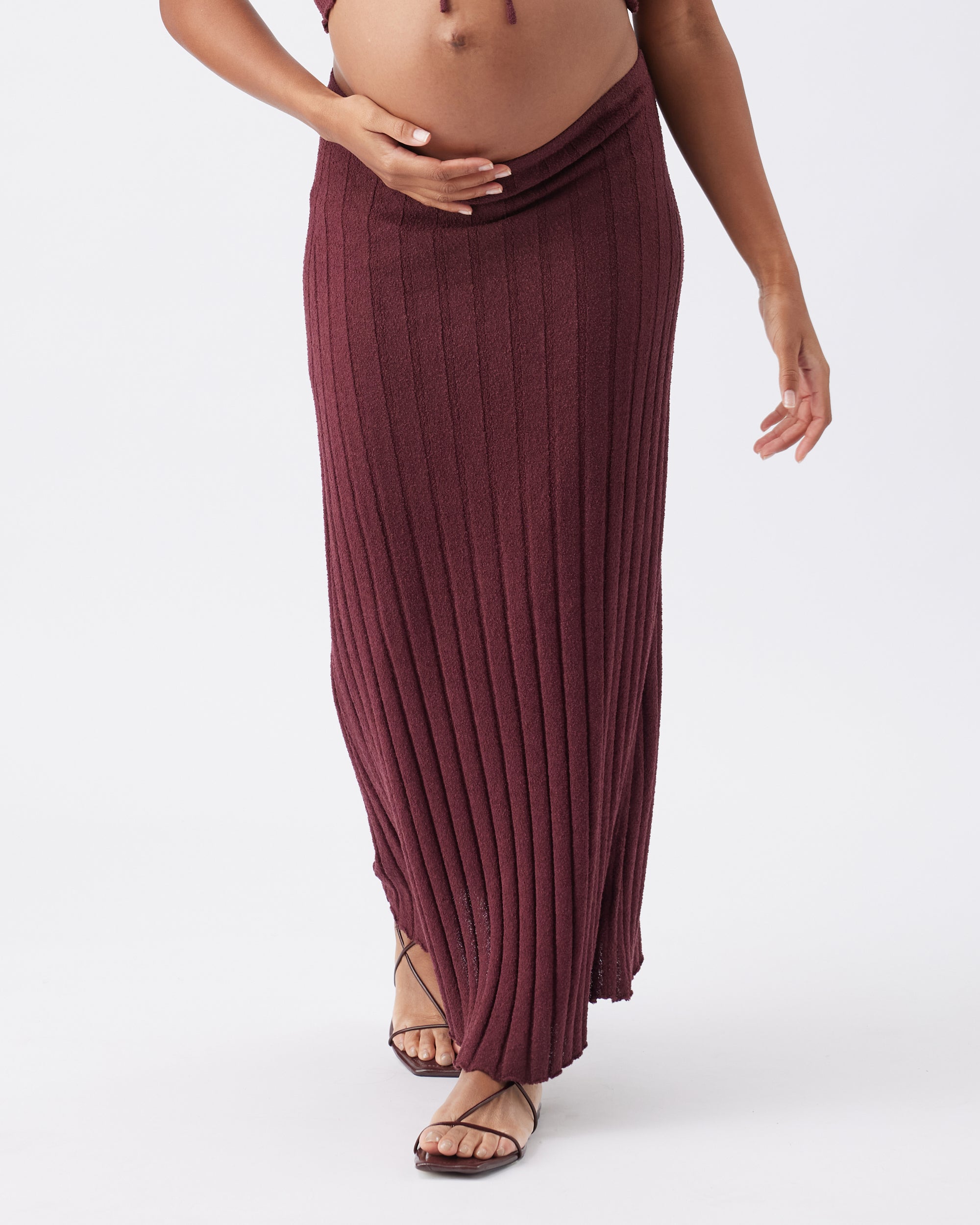 Charli Rib Knit Skirt Maroon