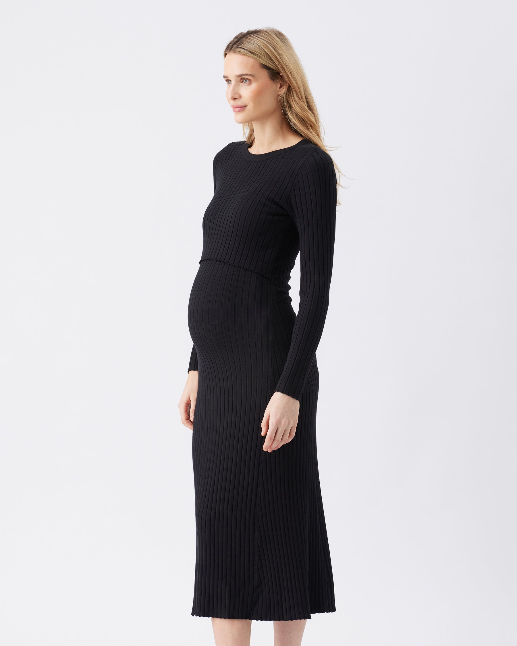 Eden Knit Nursing Dress Black