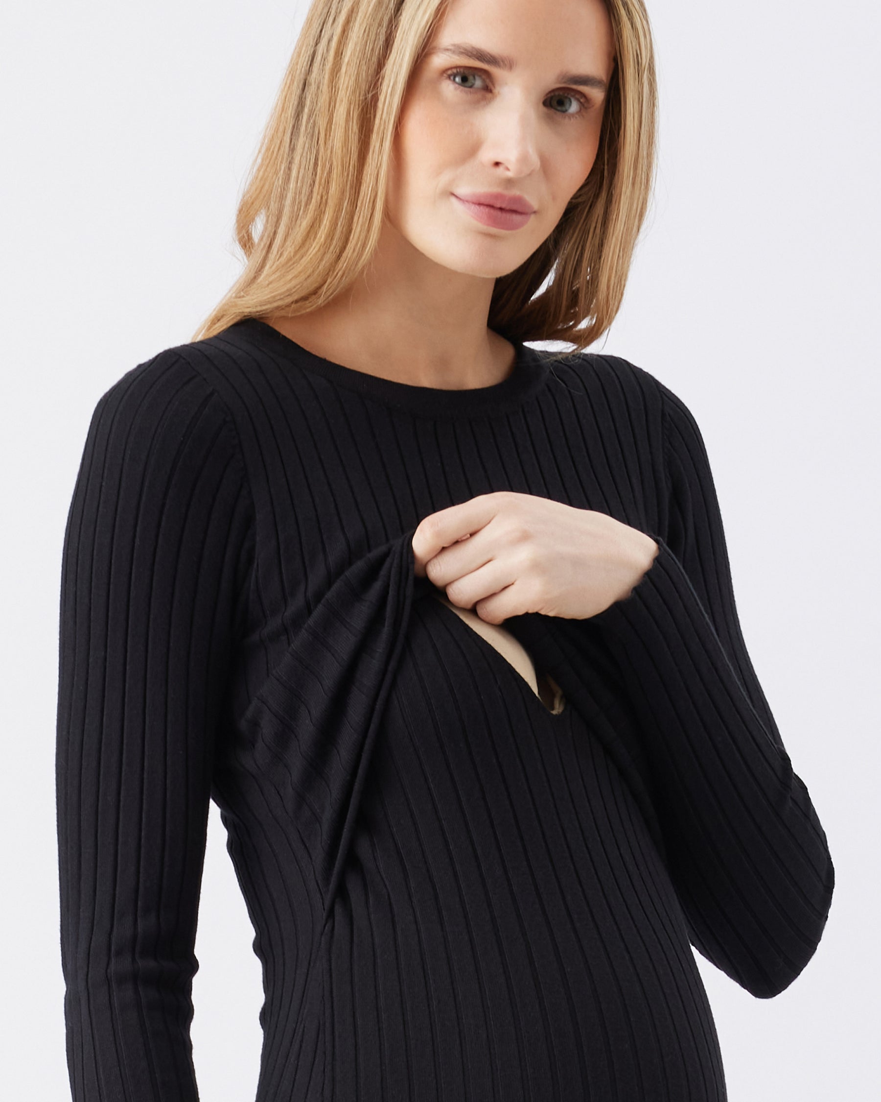 Eden Knit Nursing Dress Black