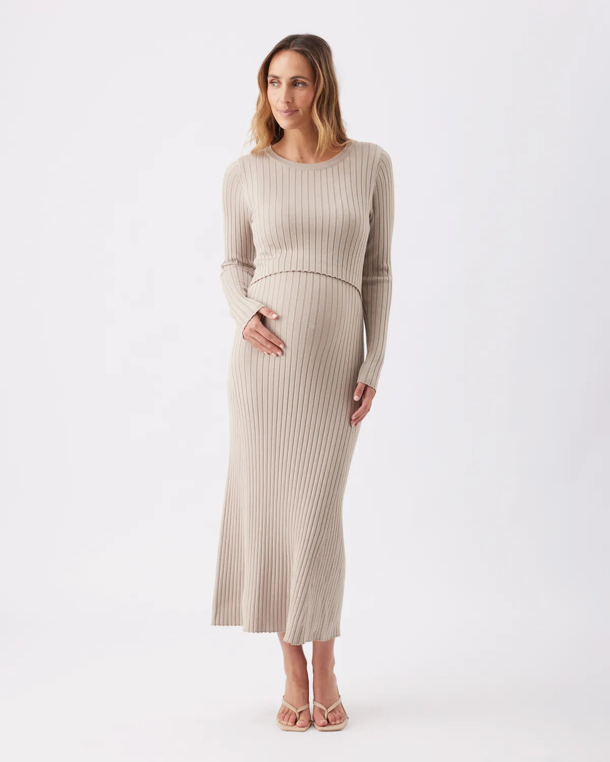 Eden Knit Nursing Dress Stone