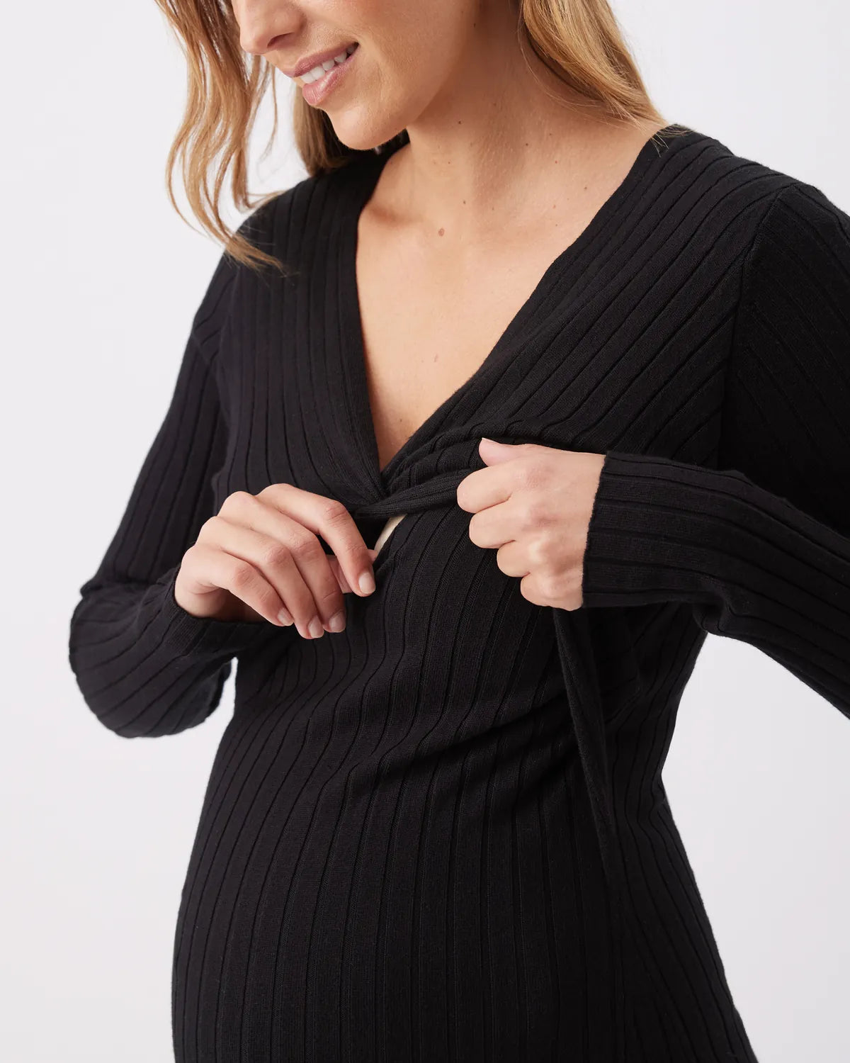 Remi Knit Nursing Dress Black