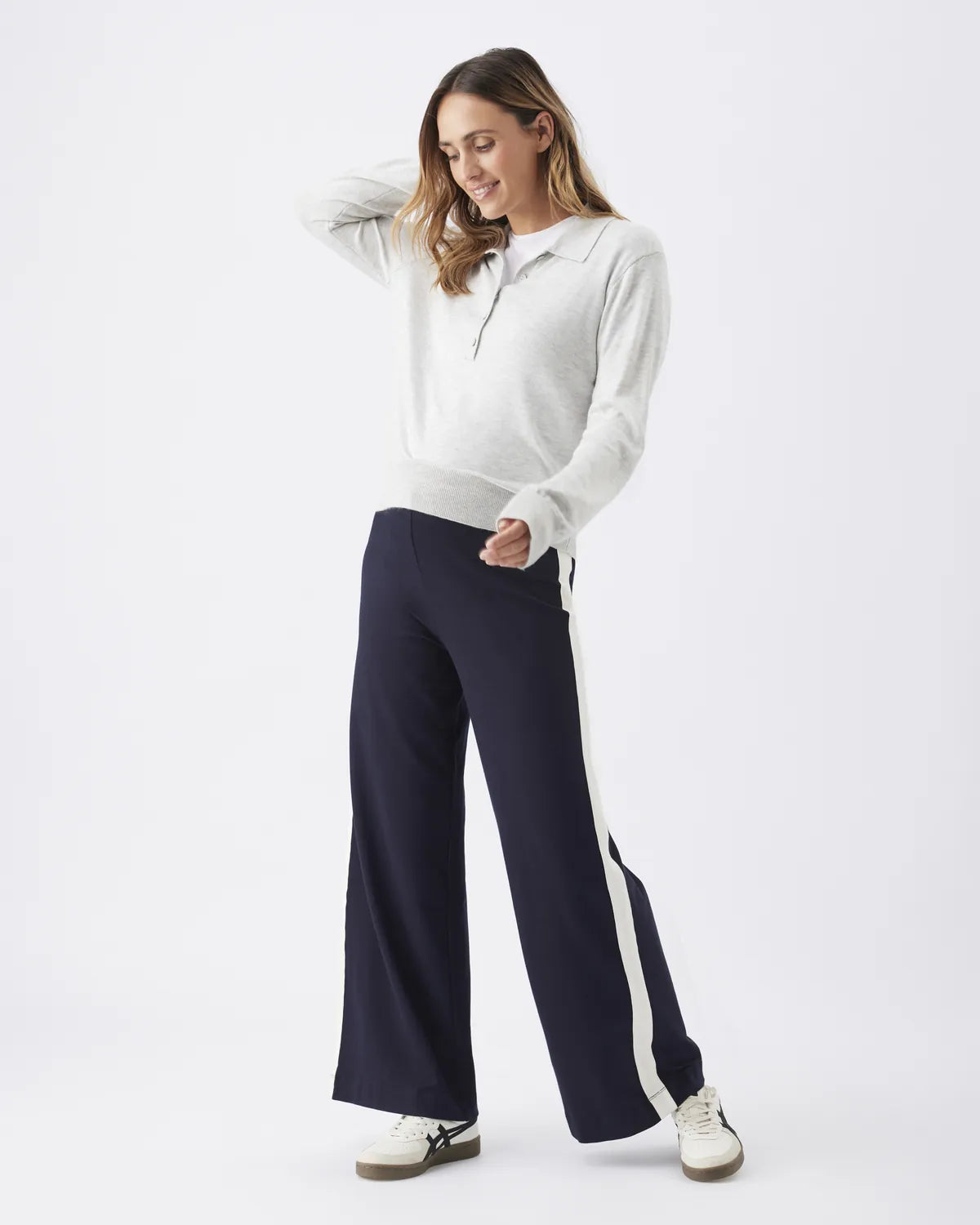 Piper Polo Nursing Knit Silver Marle
