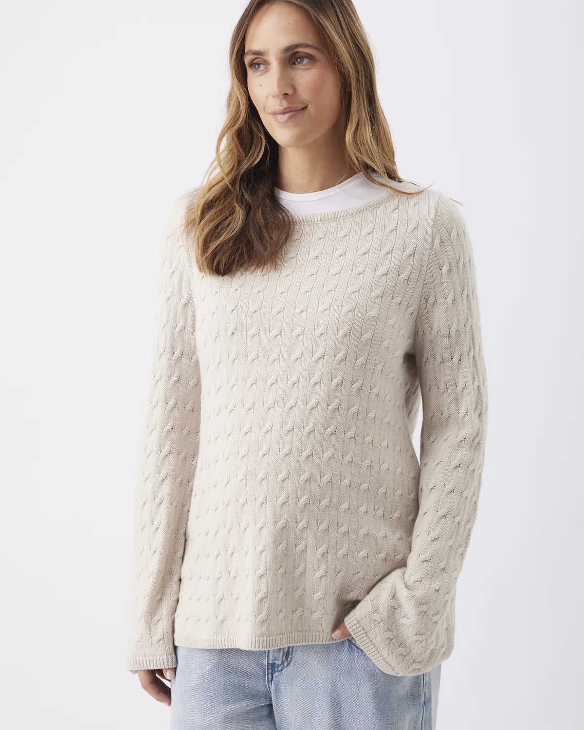 Carla Cable Nursing Knit Fawn