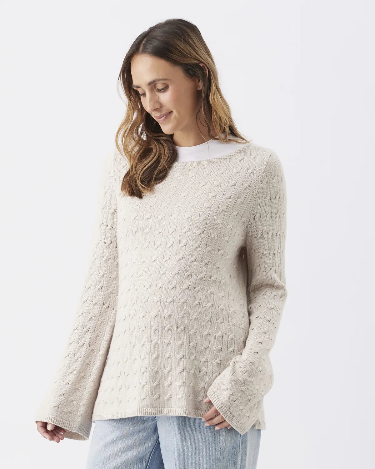 Carla Cable Nursing Knit Fawn
