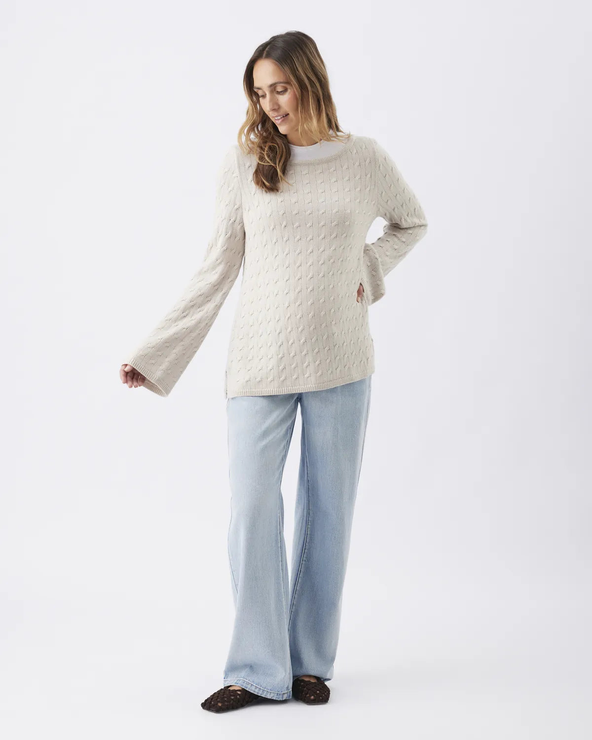 Carla Cable Nursing Knit Fawn