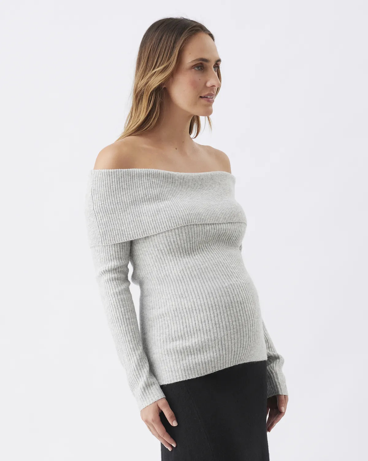 Maisy Off Shoulder Knit Silver Marle