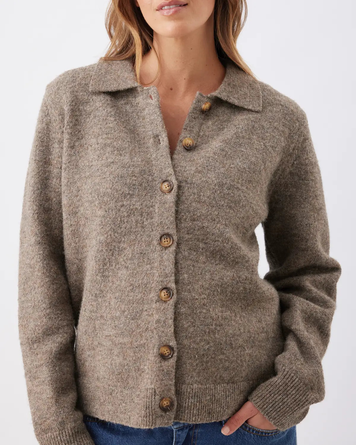 Brodie Collared Cardigan Truffle