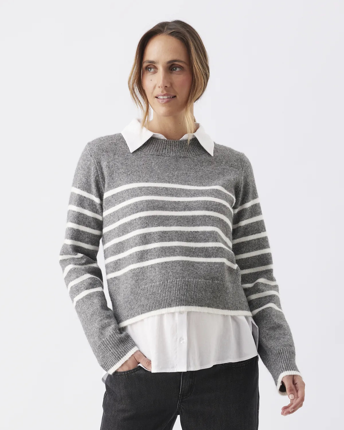 Montana Knit Grey Marle / White