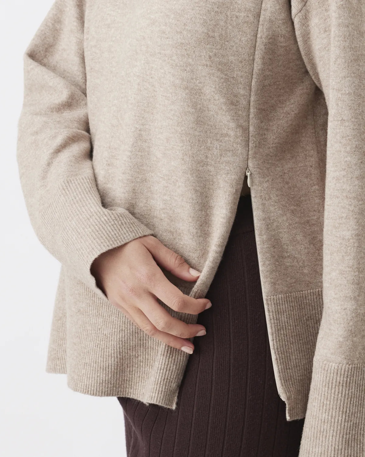 Finley Nursing Knit Hoodie Latte