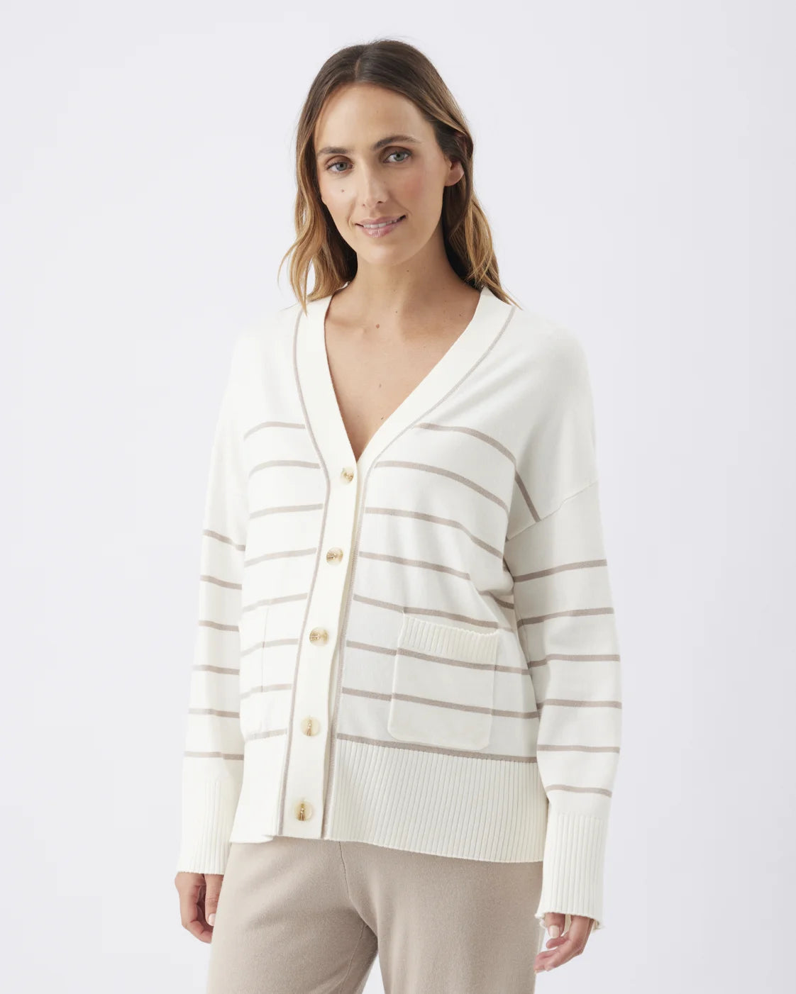 Ellis Knit Cardigan Off White / Stone