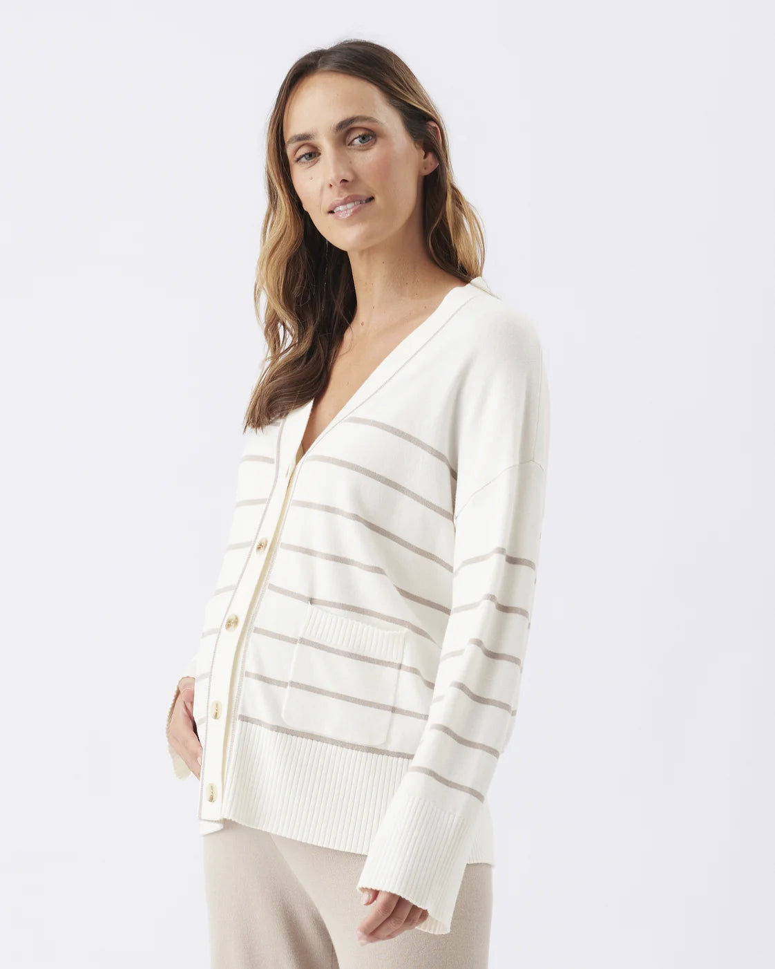 Ellis Knit Cardigan Off White / Stone