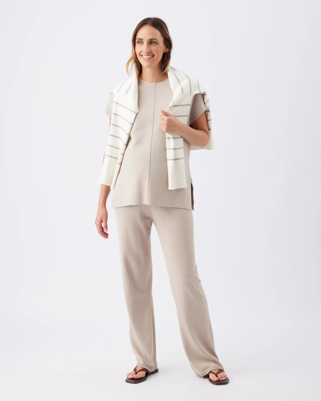 Ellis Knit Cardigan Off White / Stone