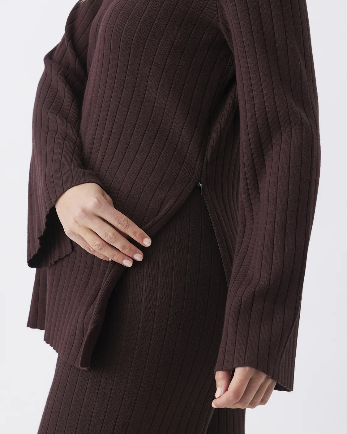 Dallas Rib Knit Nursing Top Cocoa