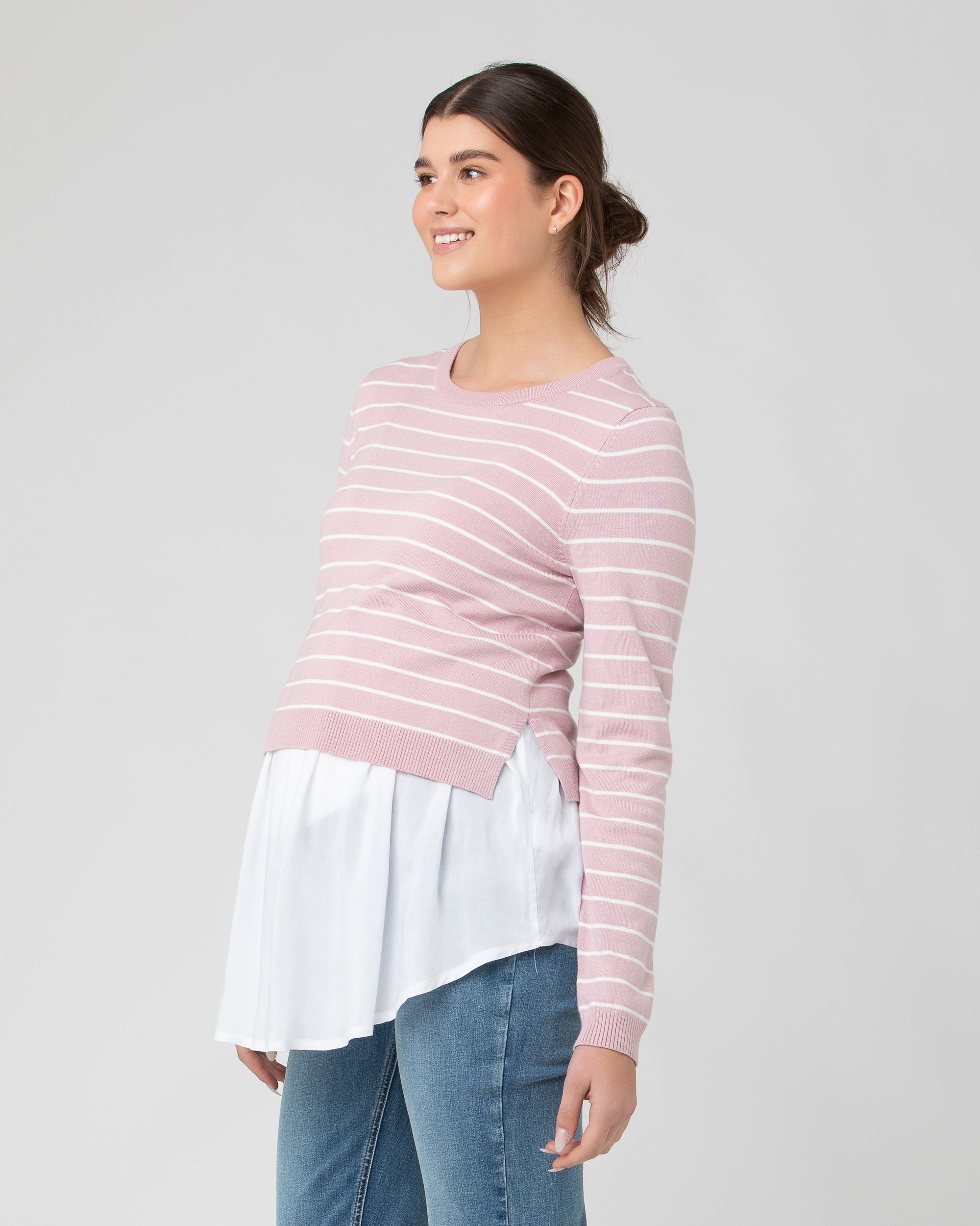 Sia Nursing Knit Dusty Pink / White