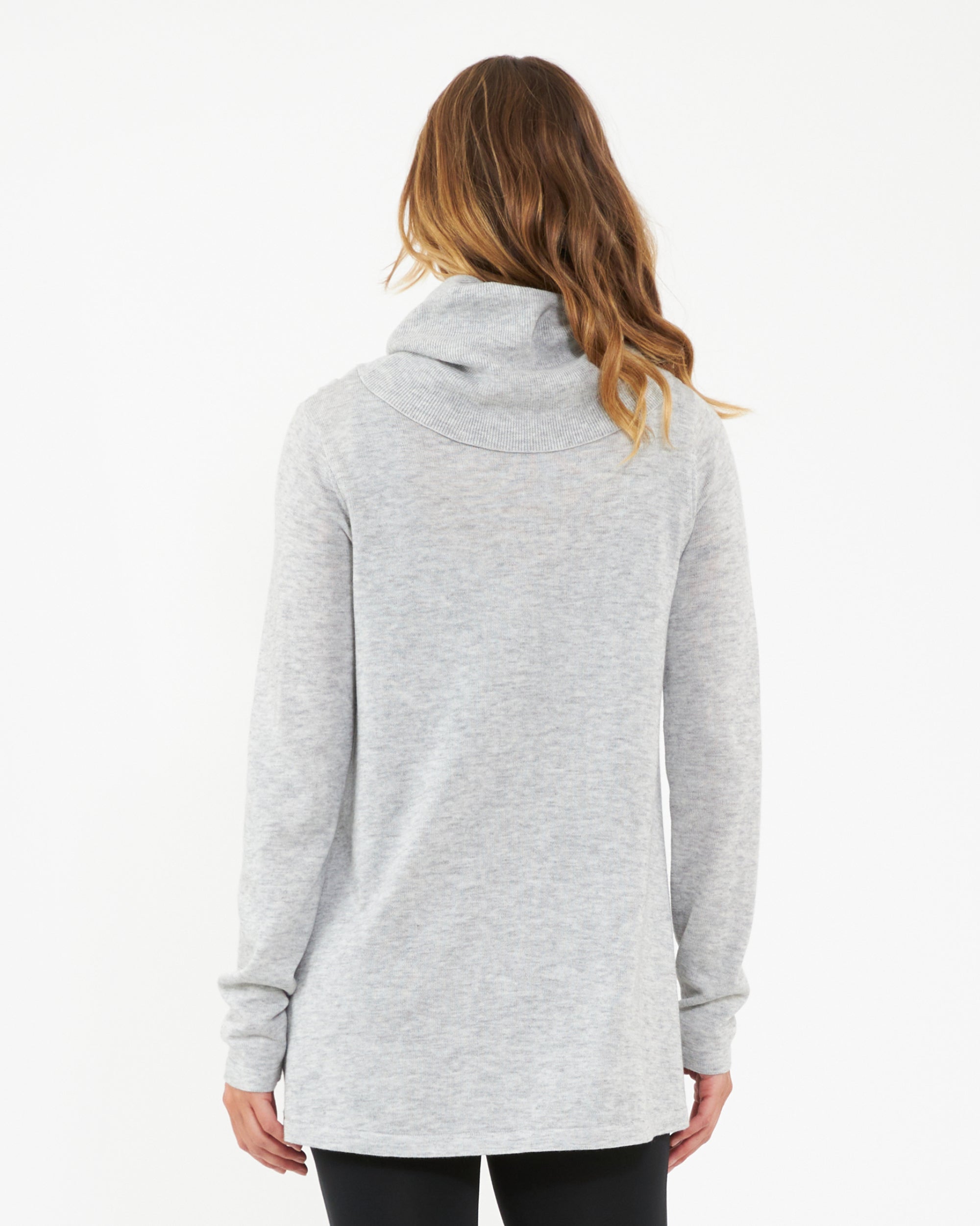 Cowl Neck Nursing Knit Silver Marle