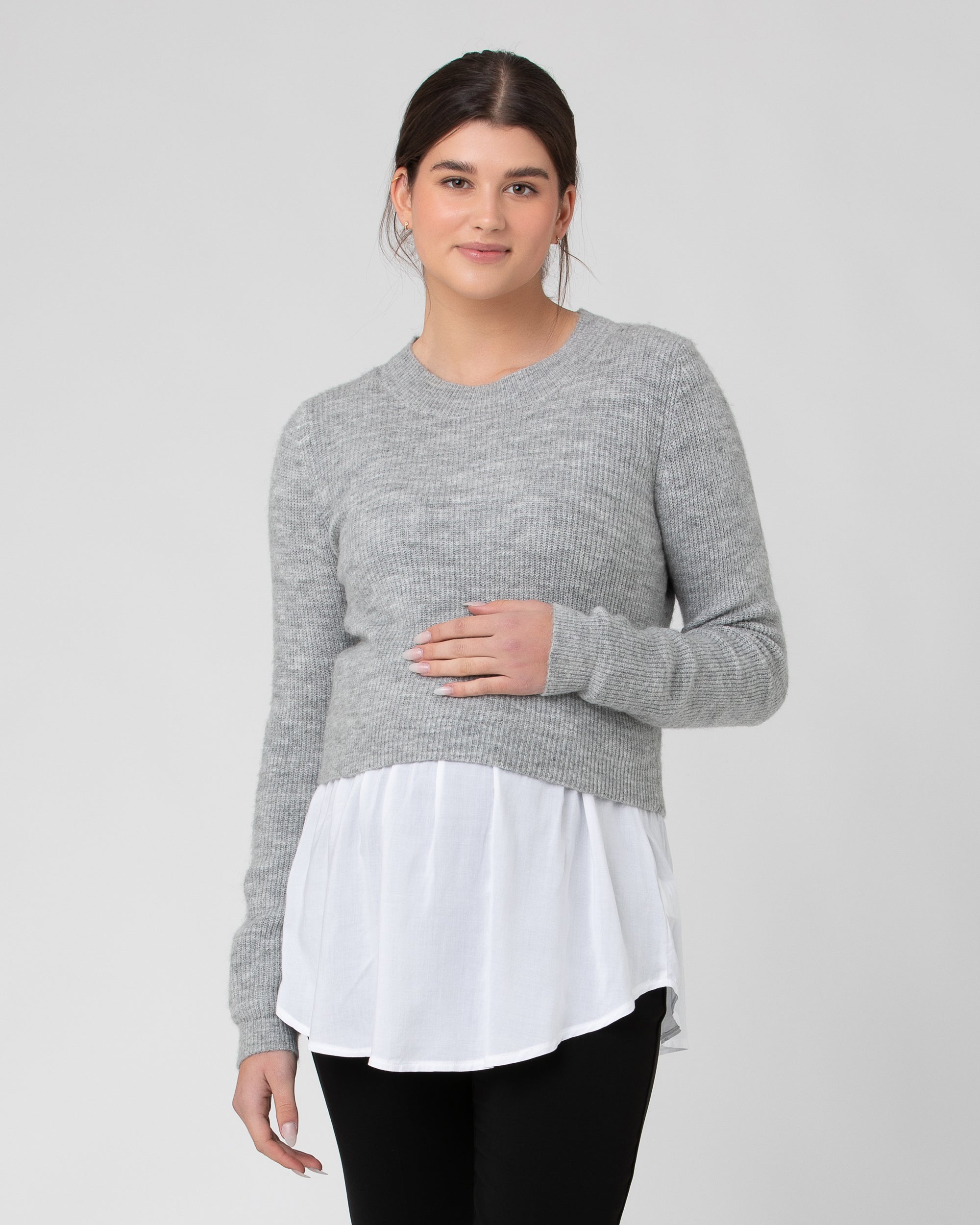 Mandy Detachable Nursing Knit Grey Marle