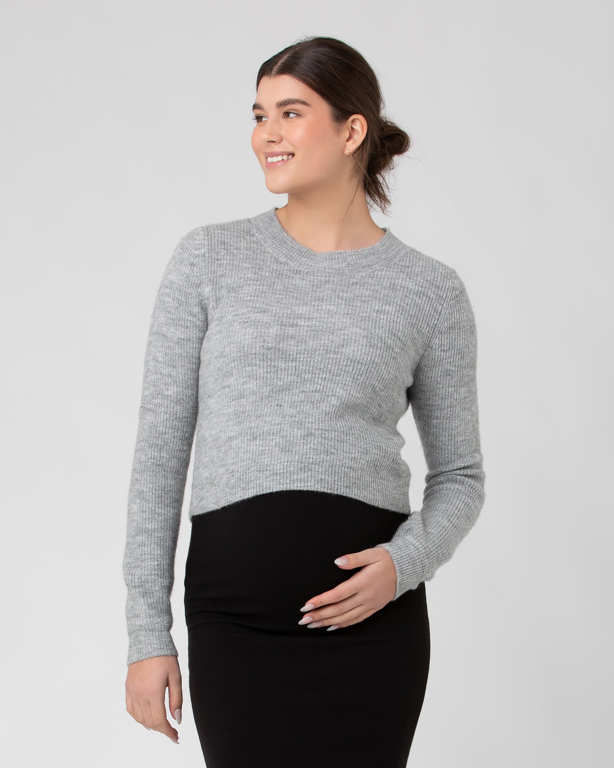 Mandy Detachable Nursing Knit Grey Marle