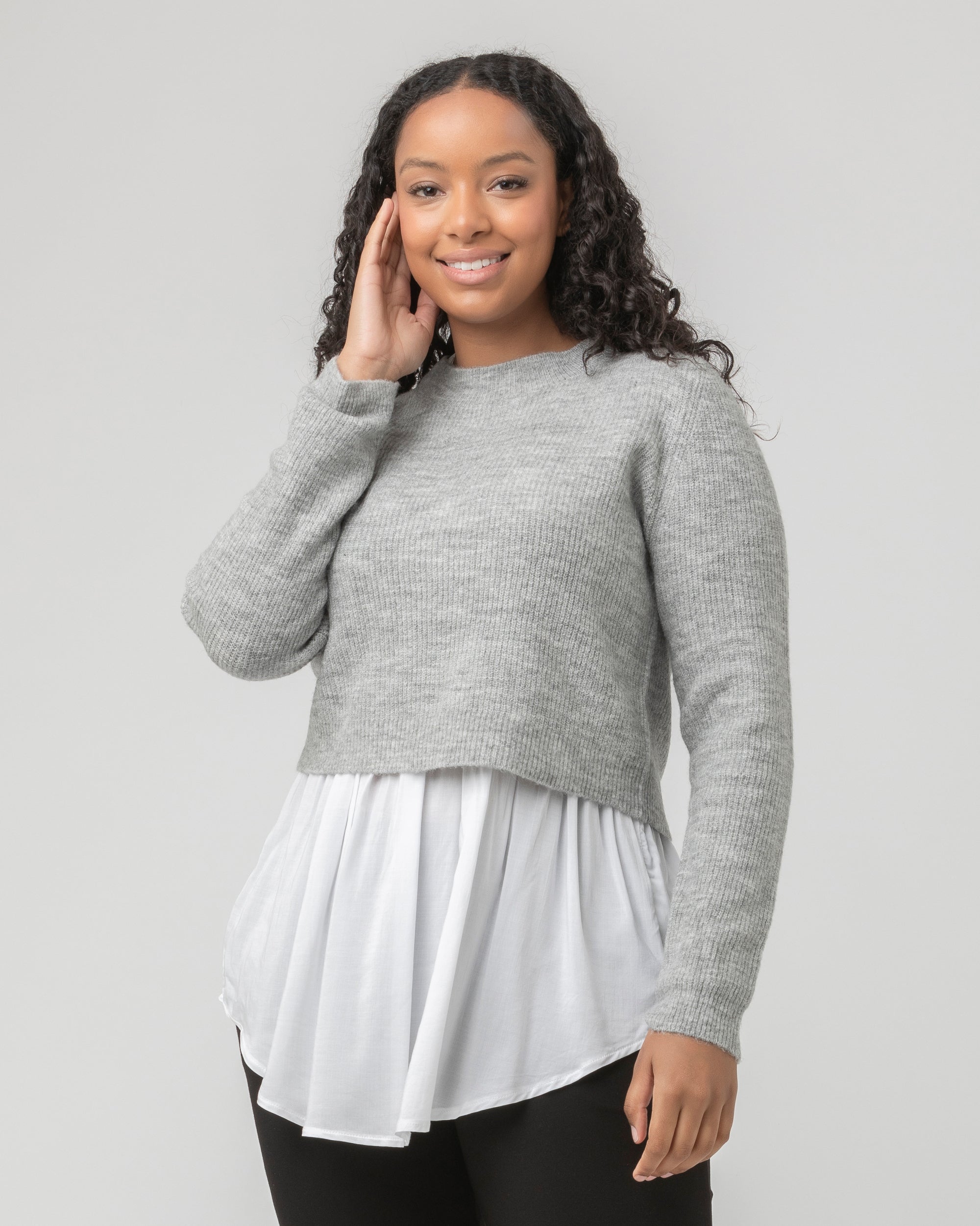 Mandy Detachable Nursing Knit Grey Marle