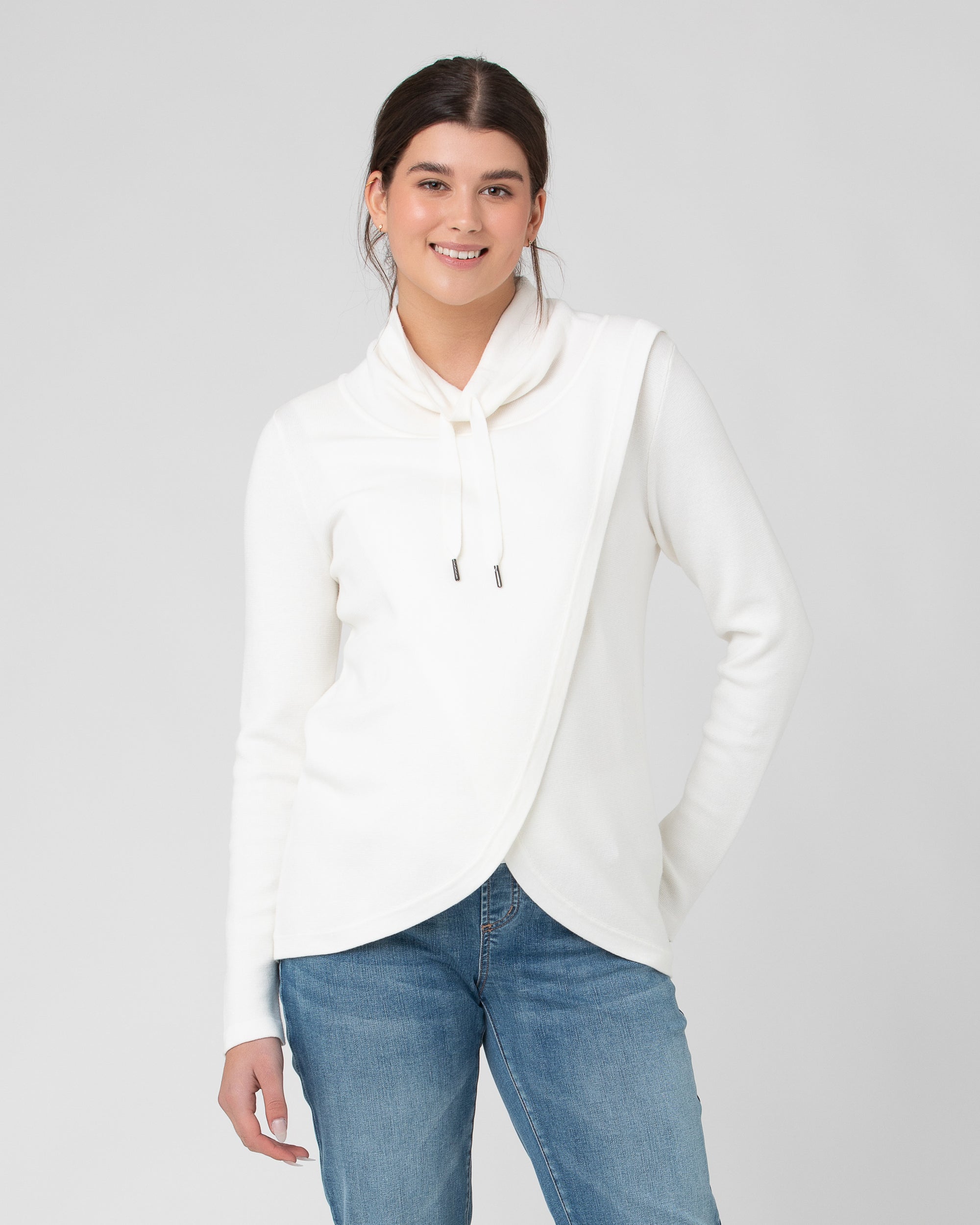 Cassie Cross Over Nursing Knit Off White