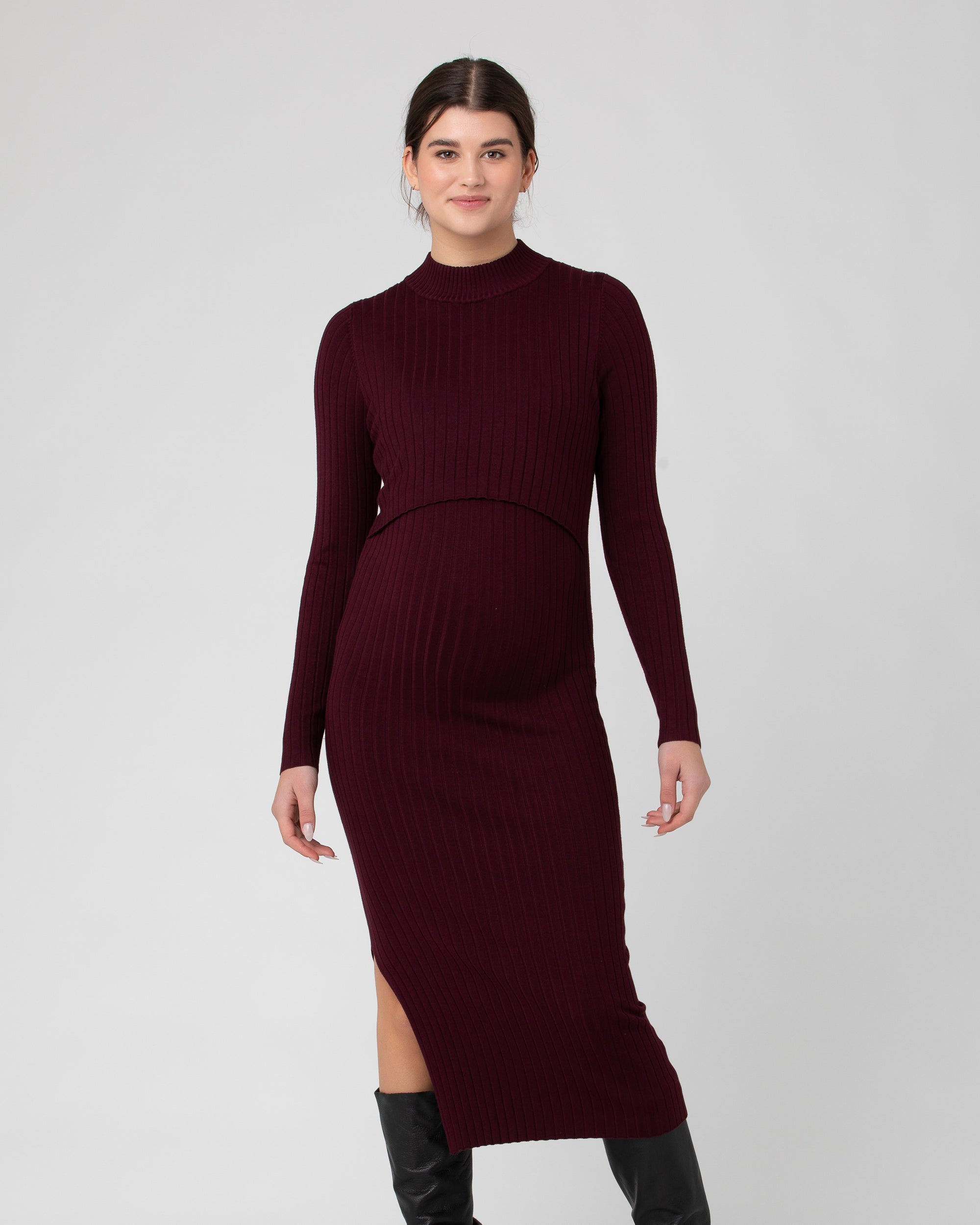 Ripe Maternity Nella Rib Nursing Sweater Dress Maroon Medium Ripe Maternity Nella Rib Nursing Sweater Dress Maroon Medium