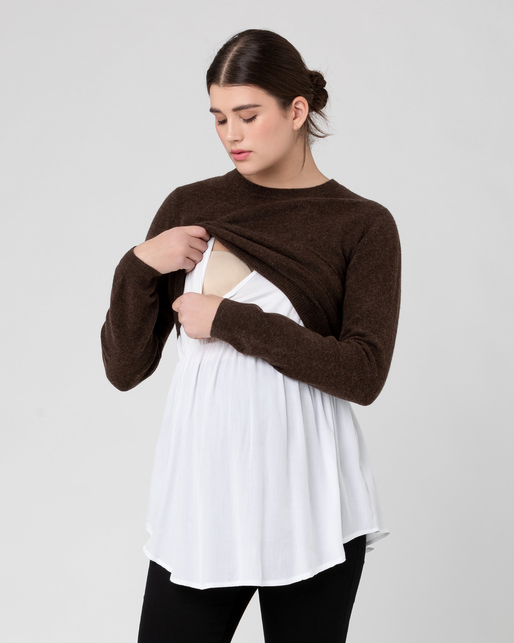 Sandy Detachable Nursing Knit Chocolate