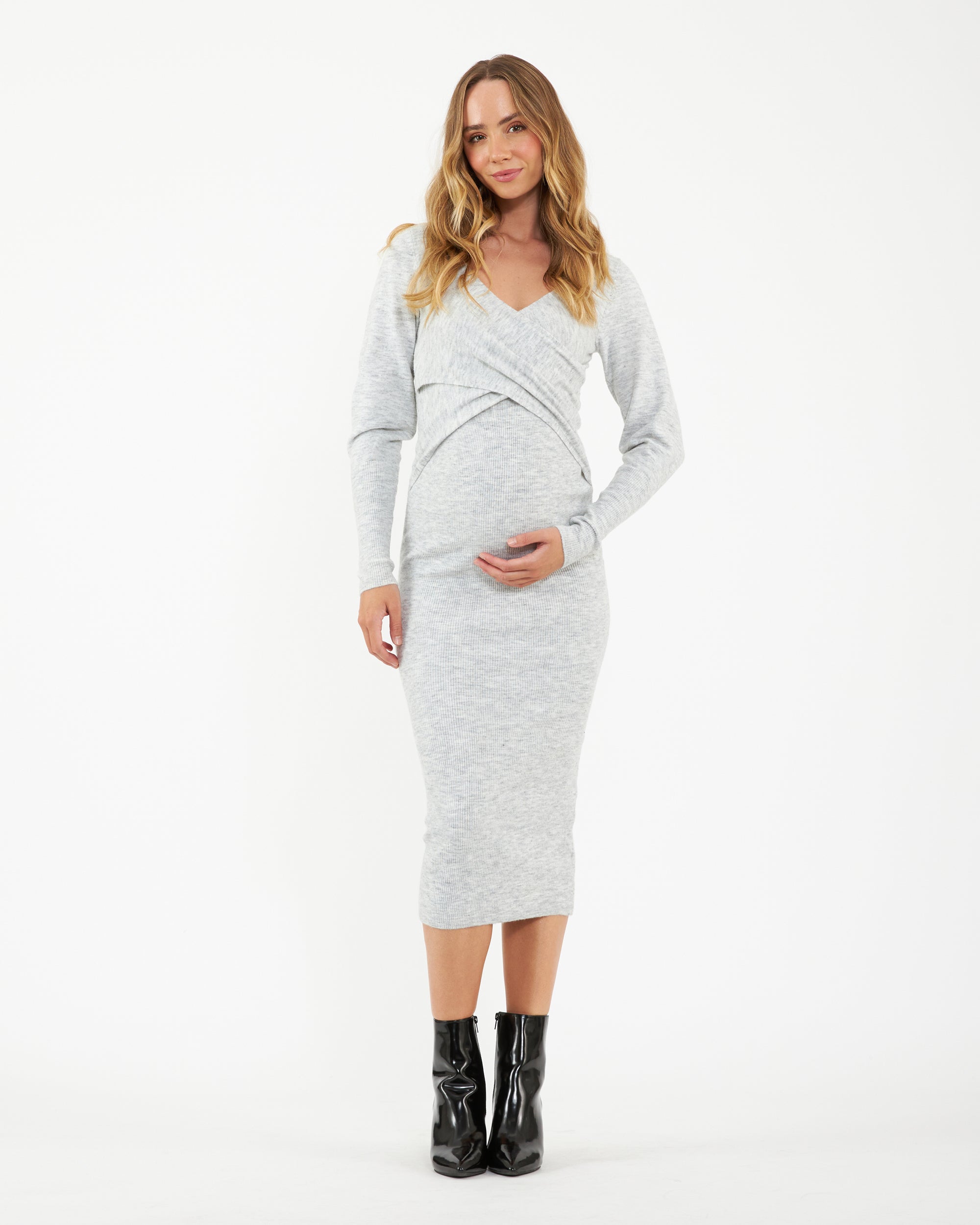 Heidi Nursing Knit Dress Snow Marle