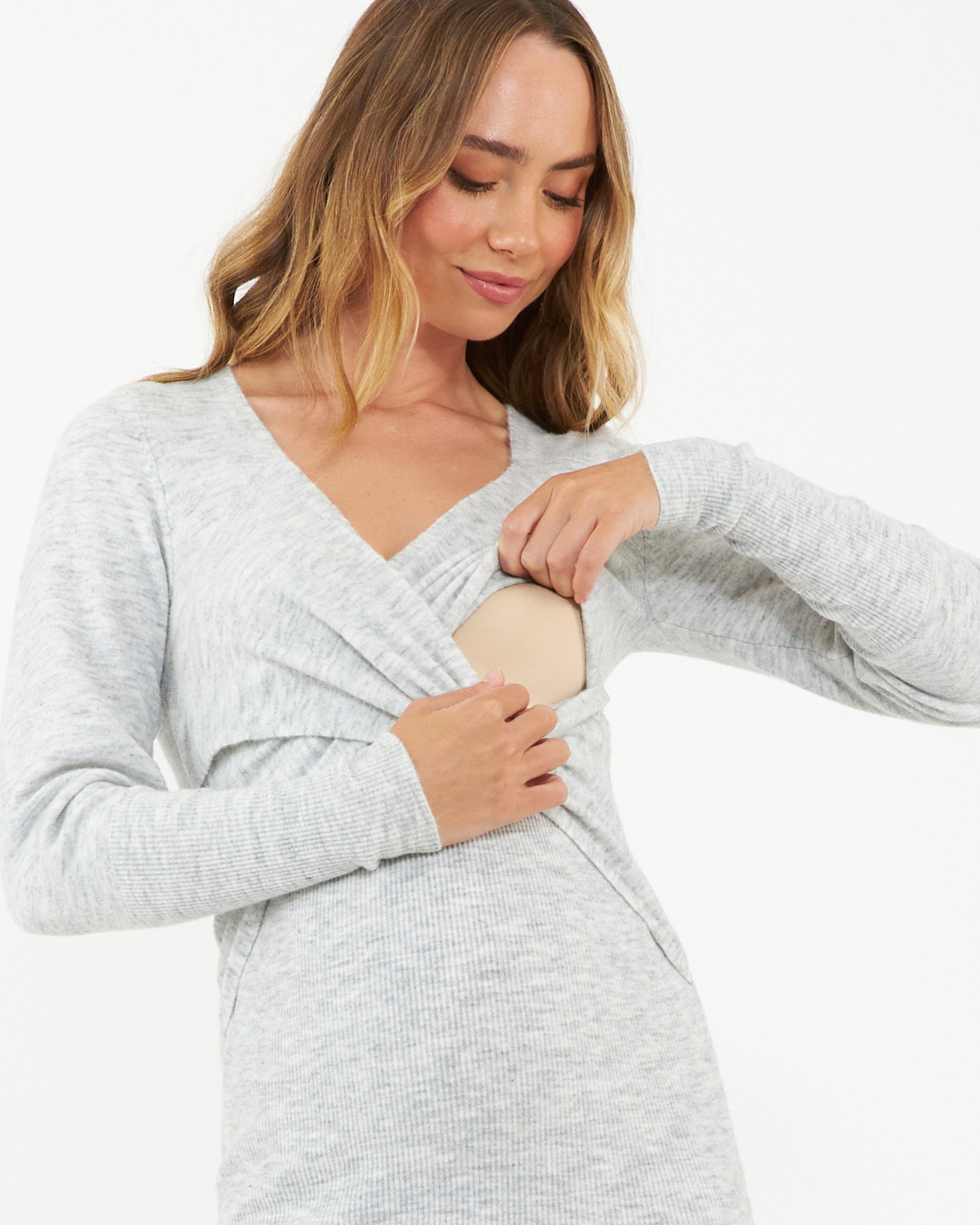 Heidi Nursing Knit Dress Snow Marle