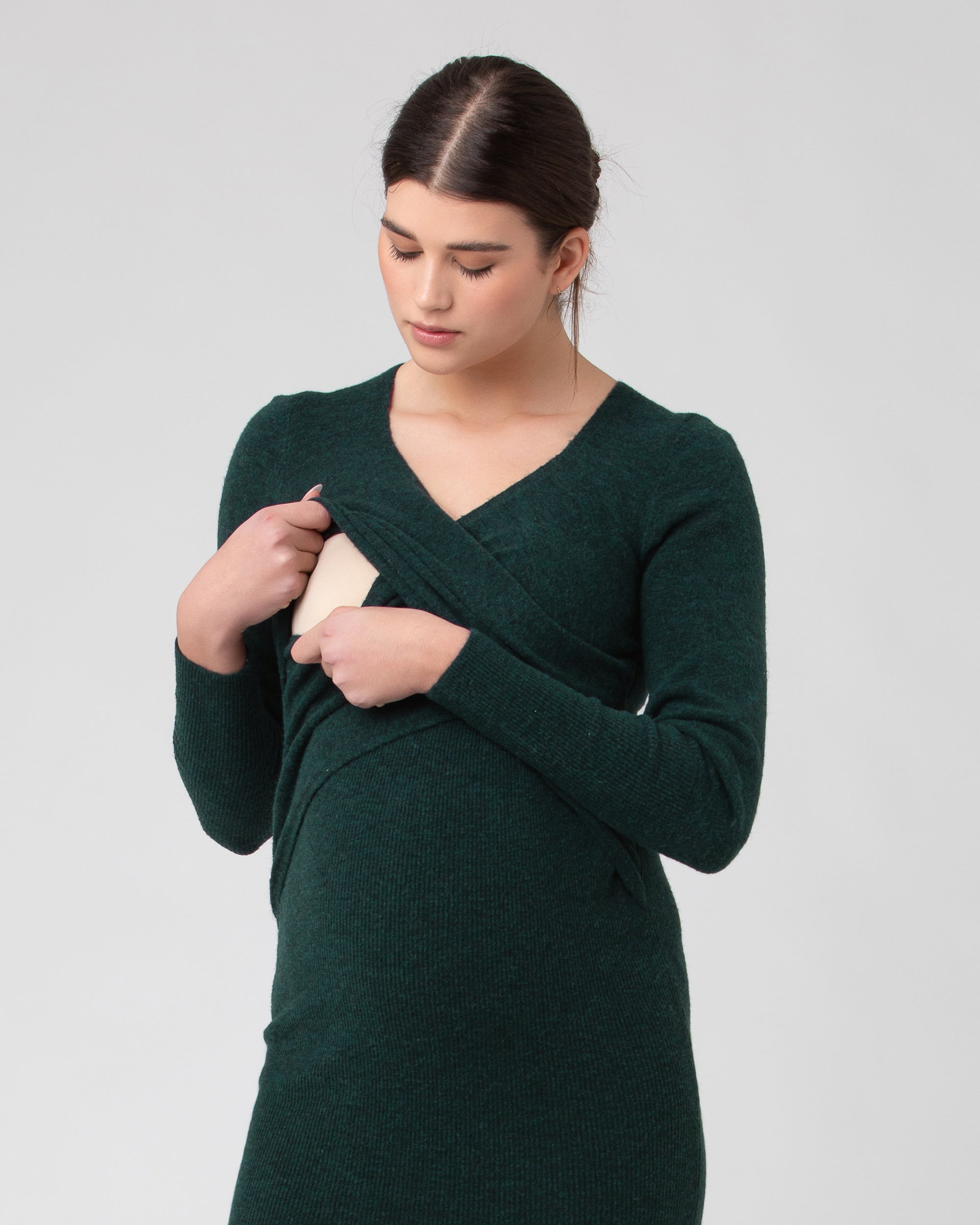 Heidi Nursing Knit Dress Forest