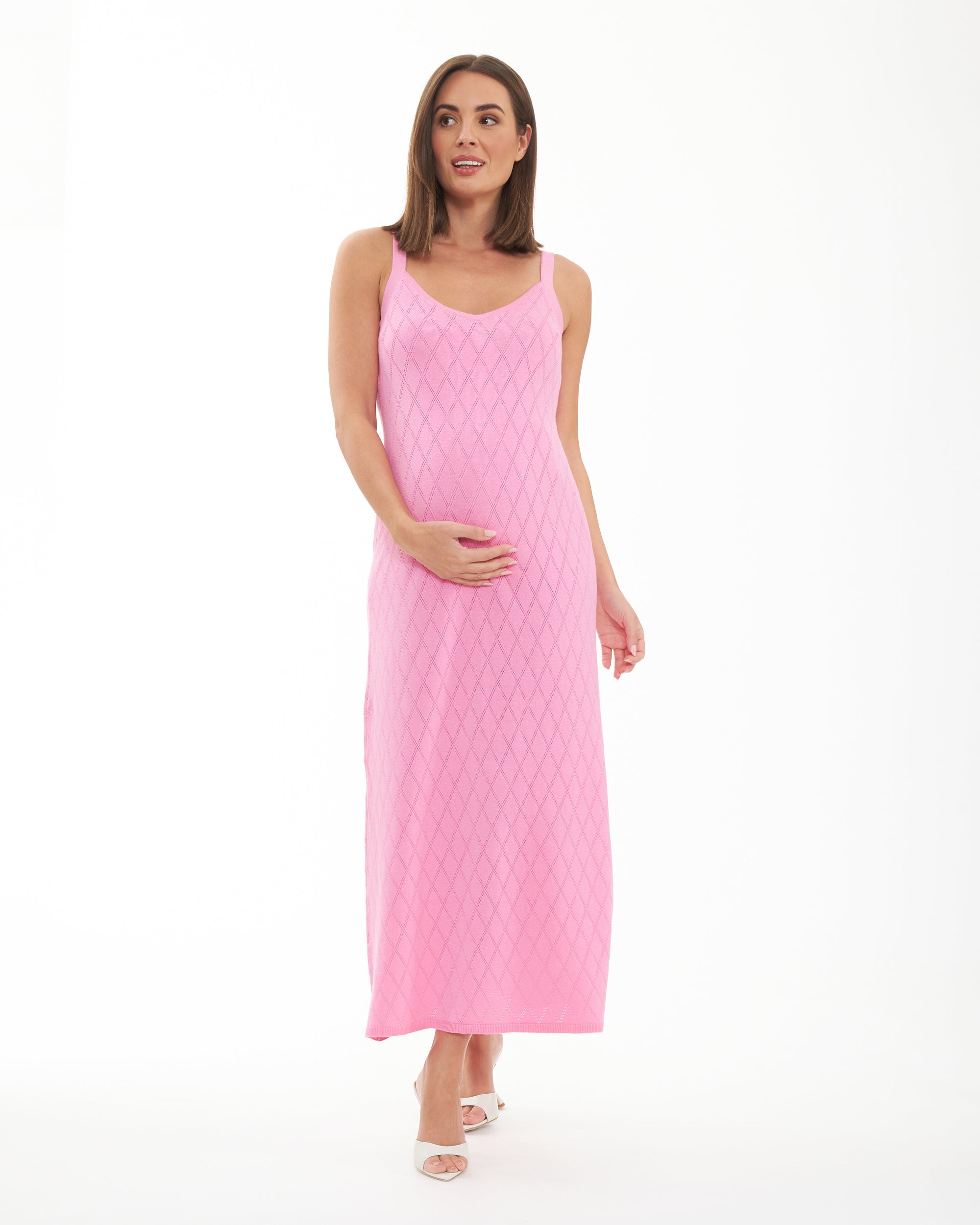 Skyla Pointelle Knit Dress Bubble Gum