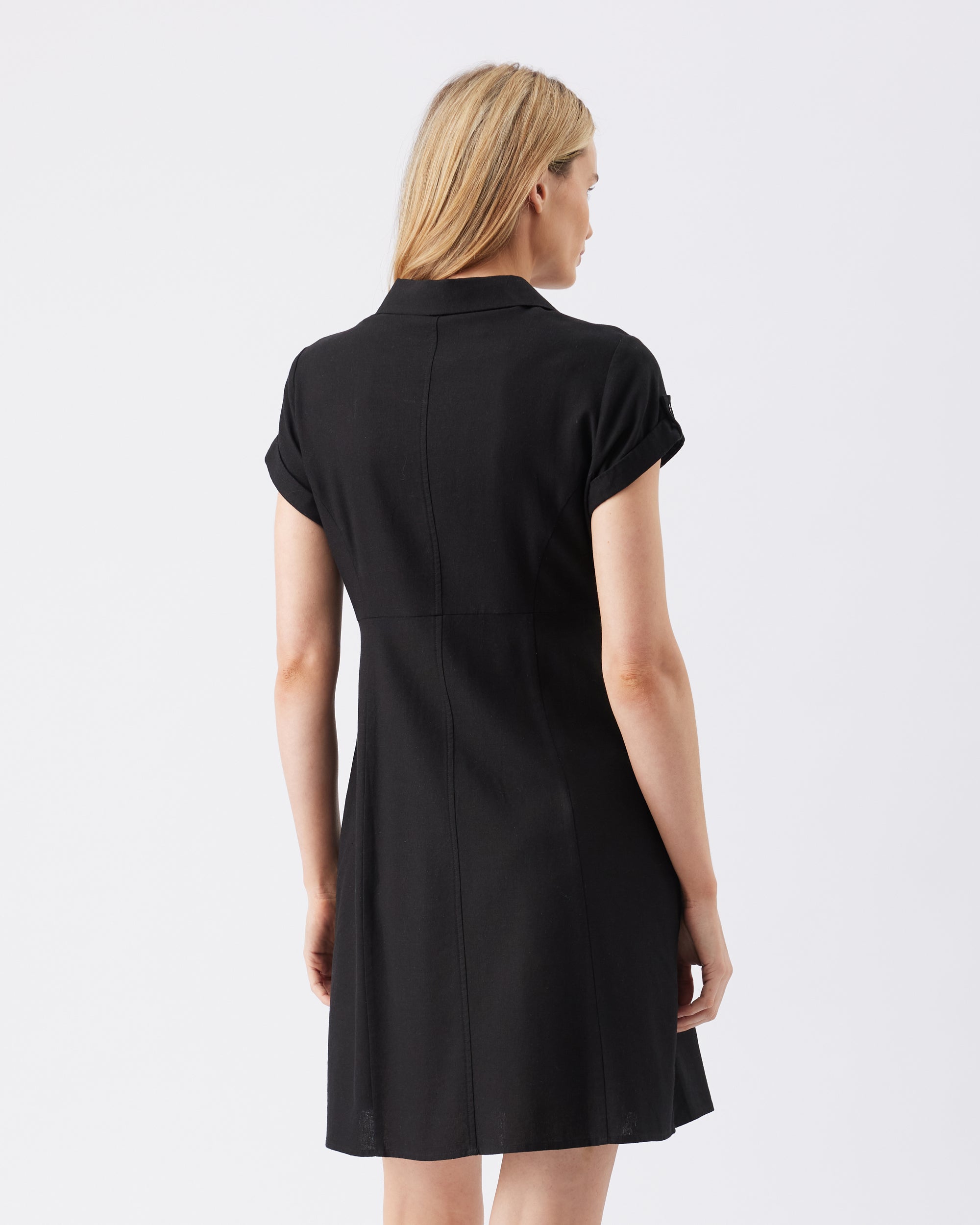 Colette Tie Up Linen Dress Black