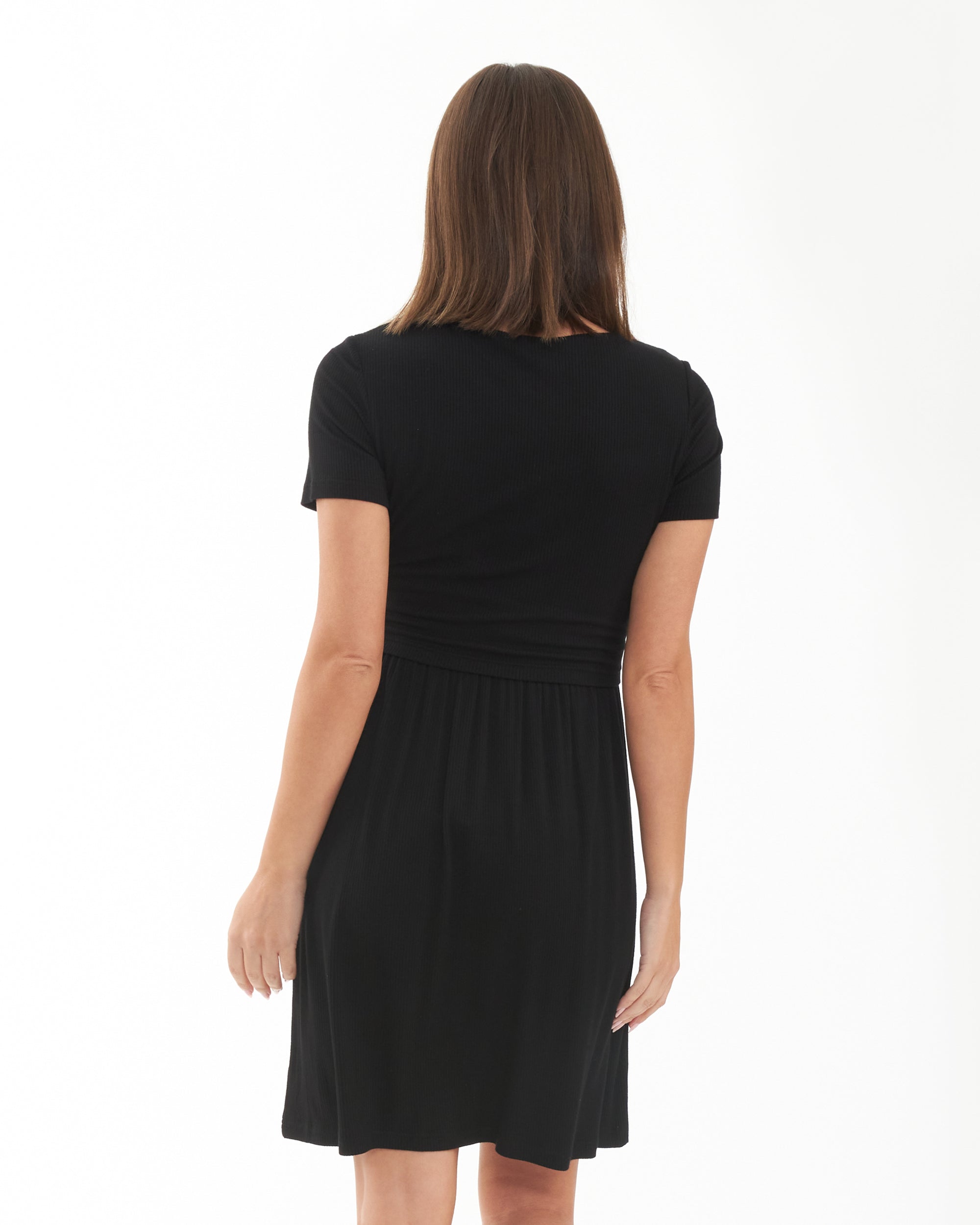 Rib Crop Top Nursing Dress Black