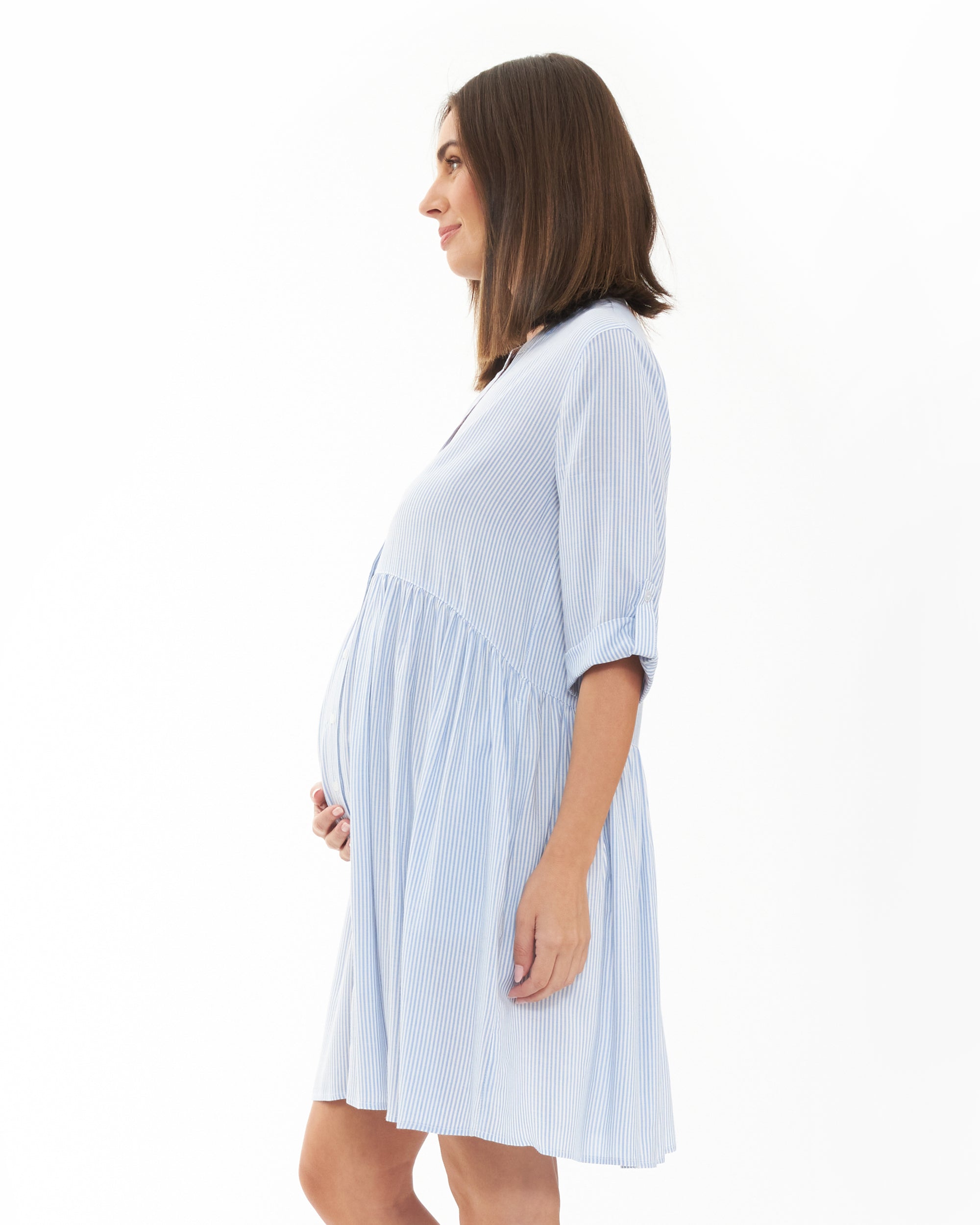 Sam Stripe Dress Sky Blue / White
