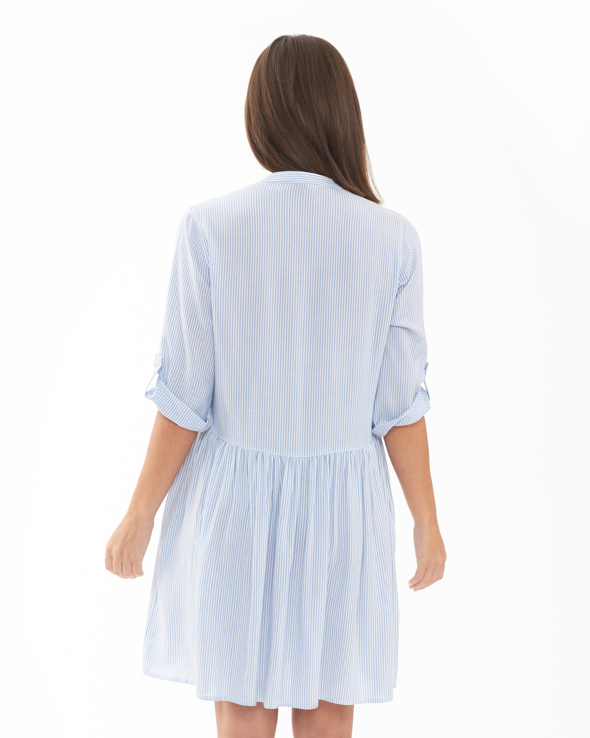 Sam Stripe Dress Sky Blue / White