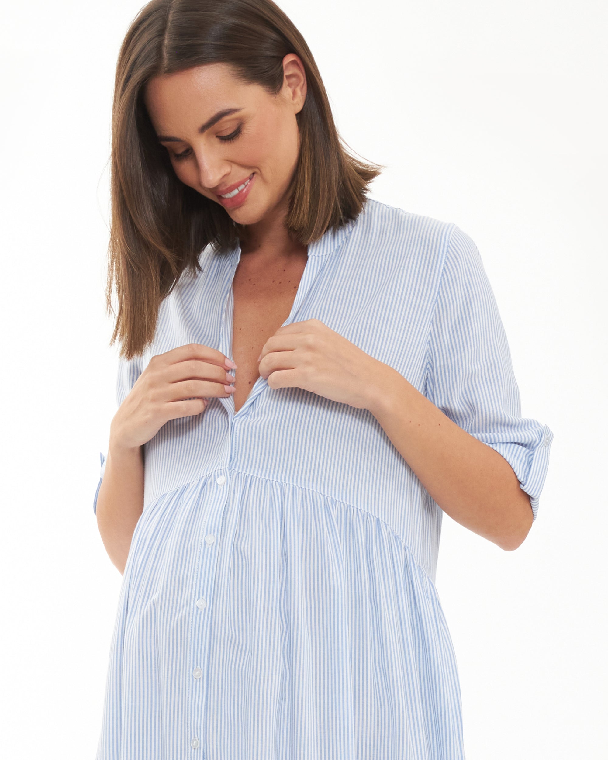 Sam Stripe Dress Sky Blue / White