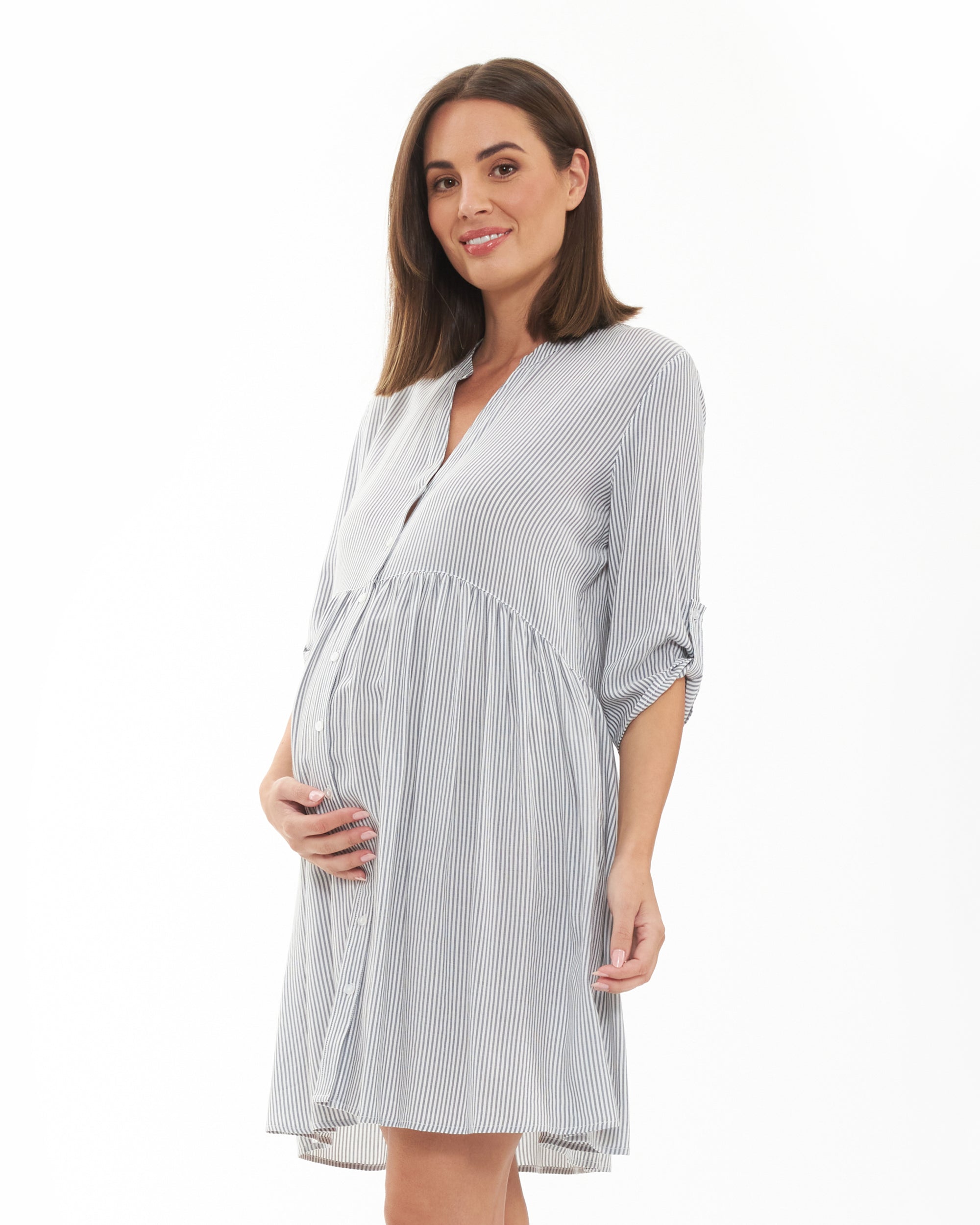 Sam Stripe Dress  Slate / White