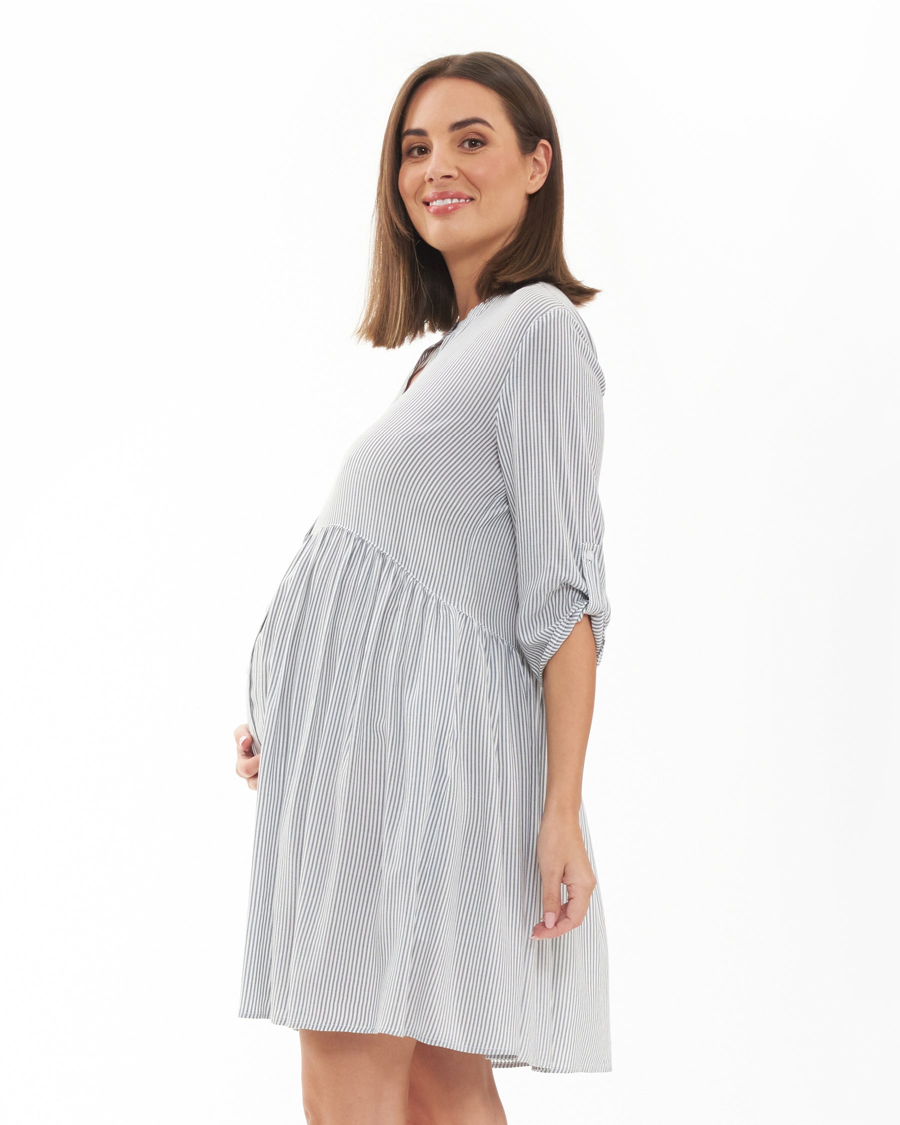 Sam Stripe Dress Slate / White
