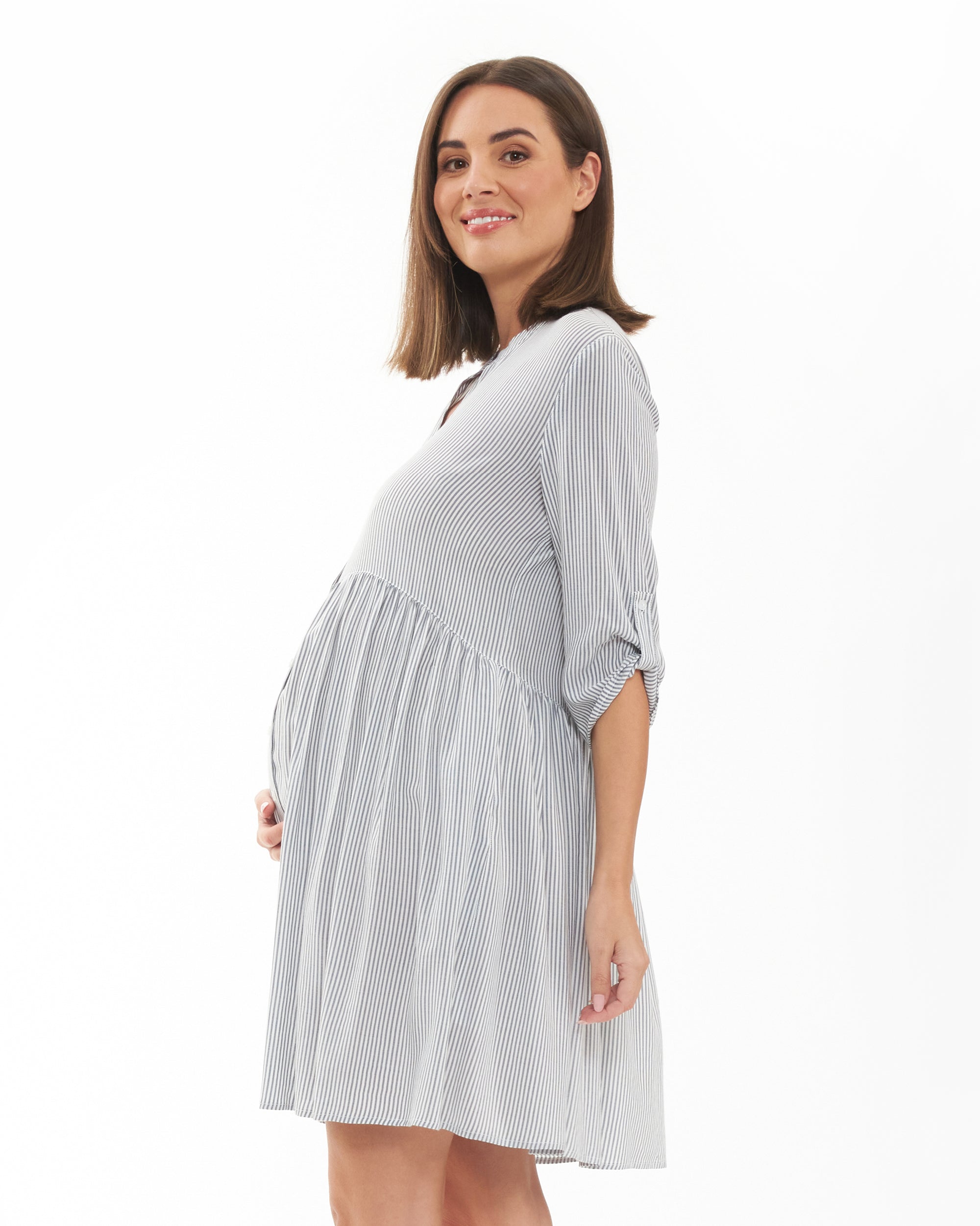 Sam Stripe Dress Slate / White