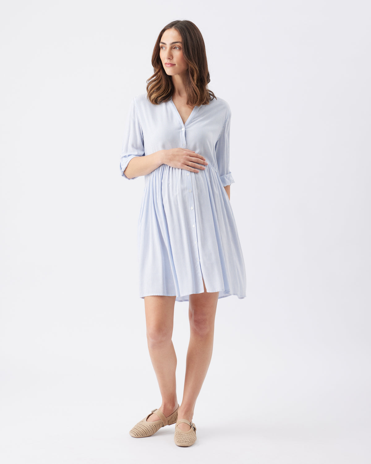 Sam Stripe Dress Sky Blue / White