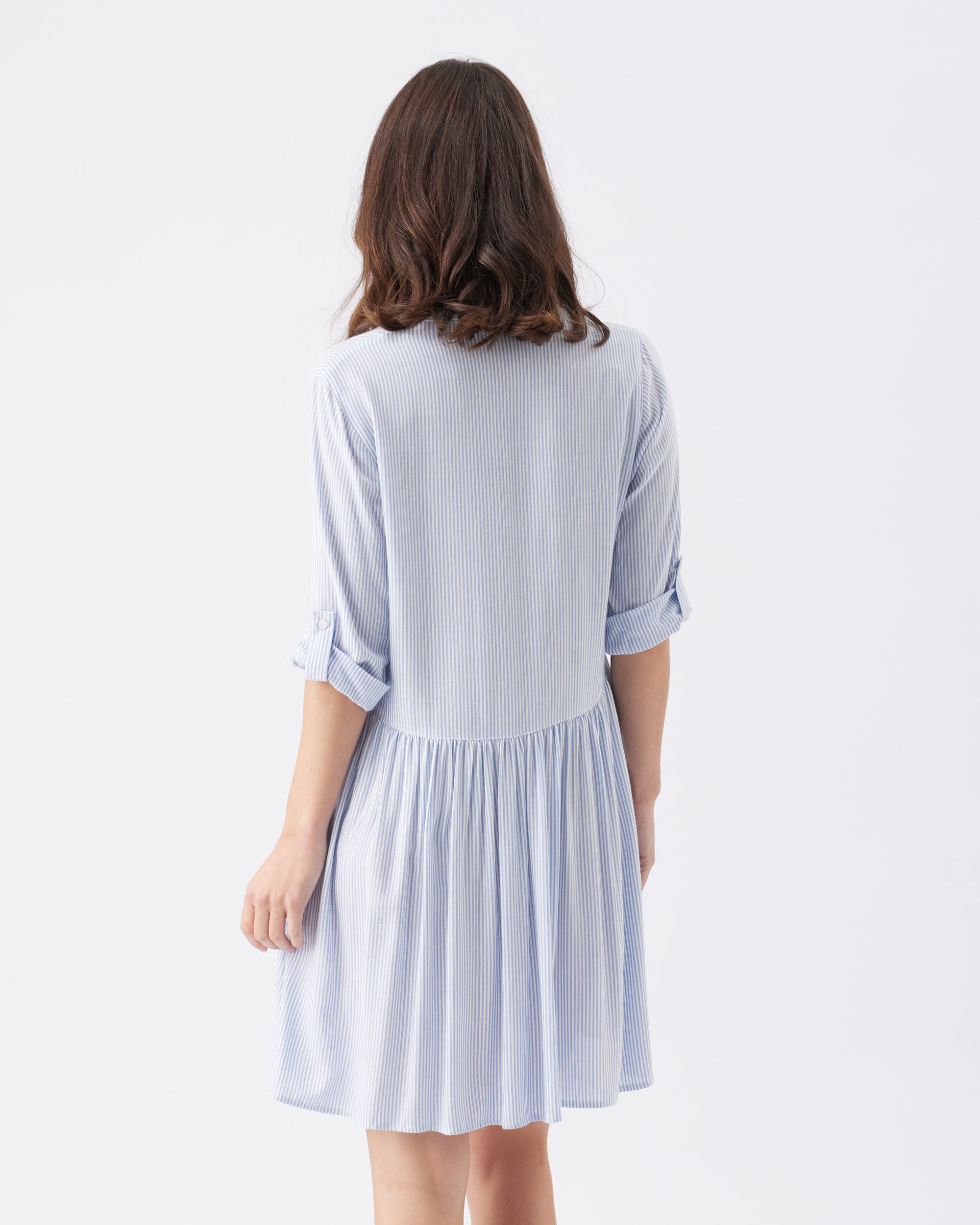 Sam Stripe Dress Sky Blue / White