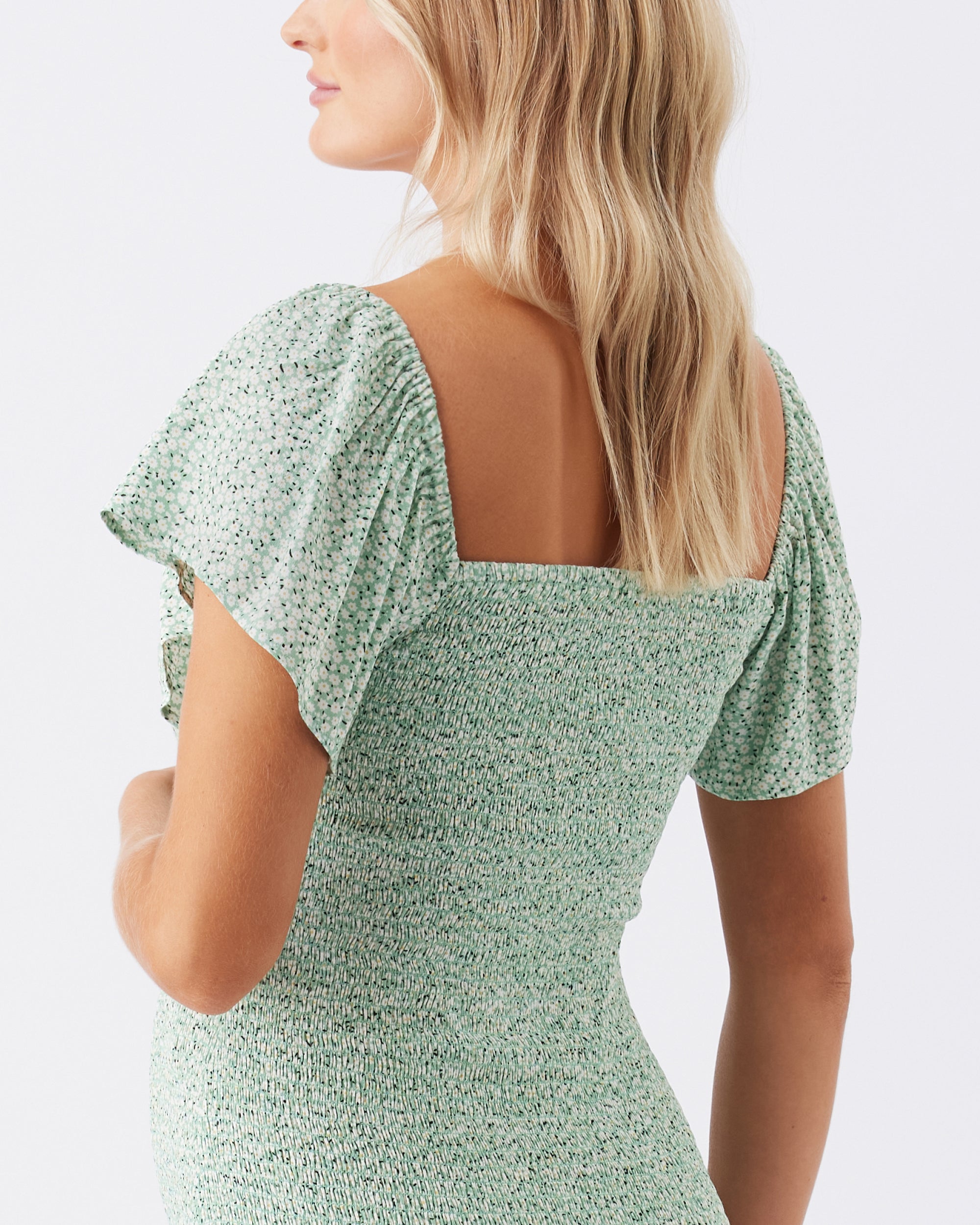 Selma Shirred Dress Pistachio